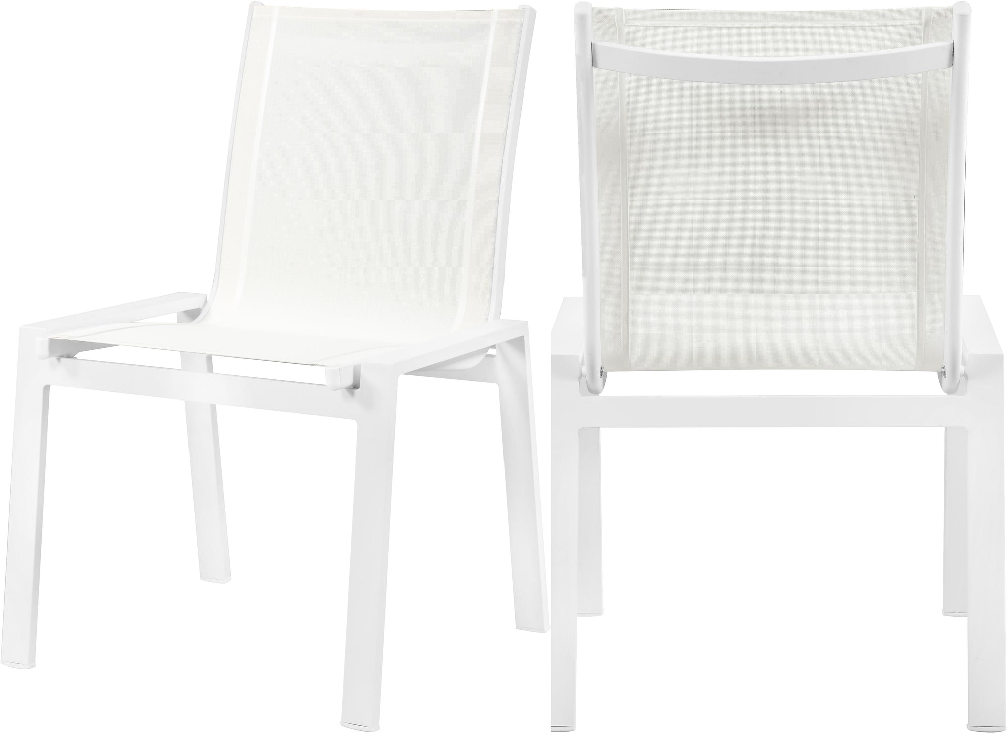 Nizuc White Mesh Waterproof Fabric Outdoor Patio Aluminum Mesh Dining Chair