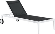 Nizuc Black Mesh Waterproof Fabric Outdoor Patio Aluminum Mesh Chaise Lounge Chair