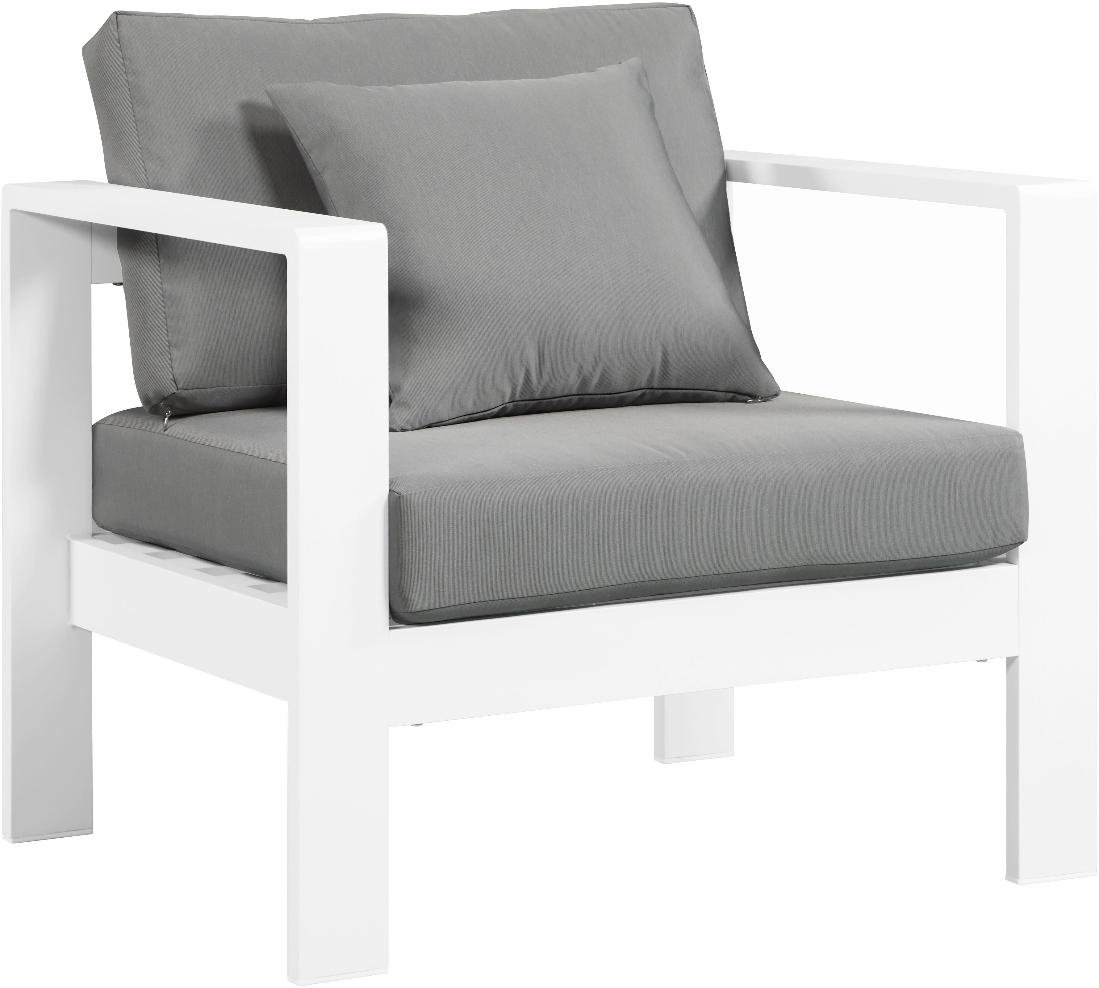 Nizuc Grey Waterproof Fabric Outdoor Patio Aluminum Arm Chair