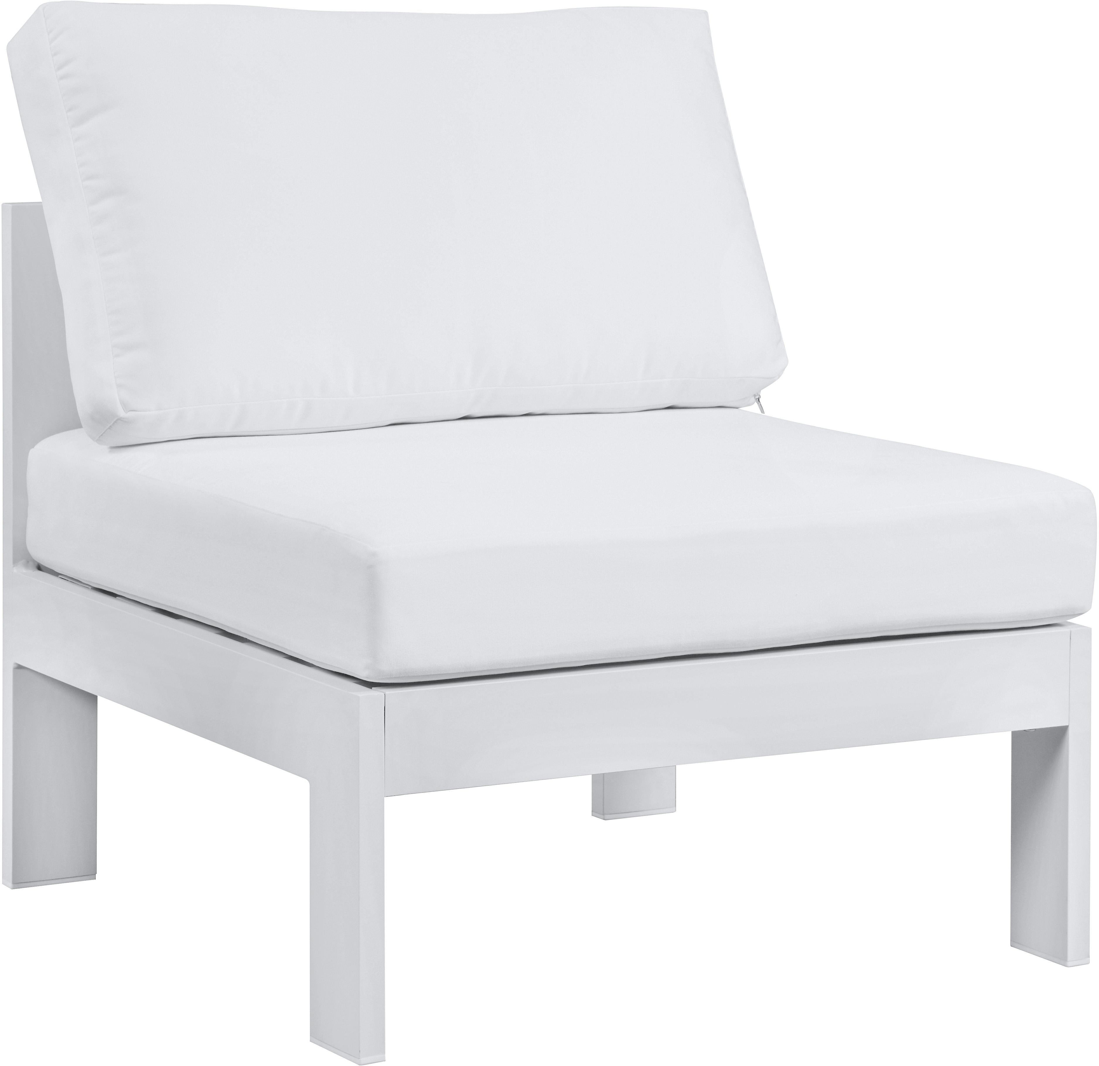 Nizuc White Waterproof Fabric Outdoor Patio Aluminum Armless Chair
