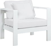 Nizuc White Waterproof Fabric Outdoor Patio Aluminum Arm Chair