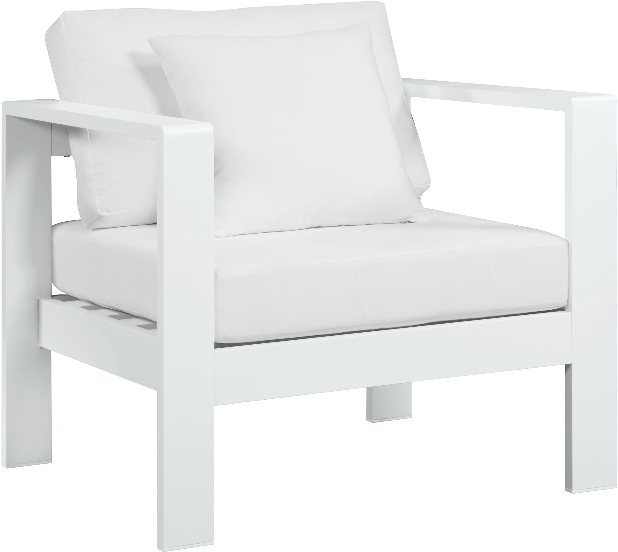 Nizuc White Waterproof Fabric Outdoor Patio Aluminum Arm Chair