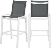 Nizuc Grey Mesh Waterproof Fabric Outdoor Patio Aluminum Mesh Barstool