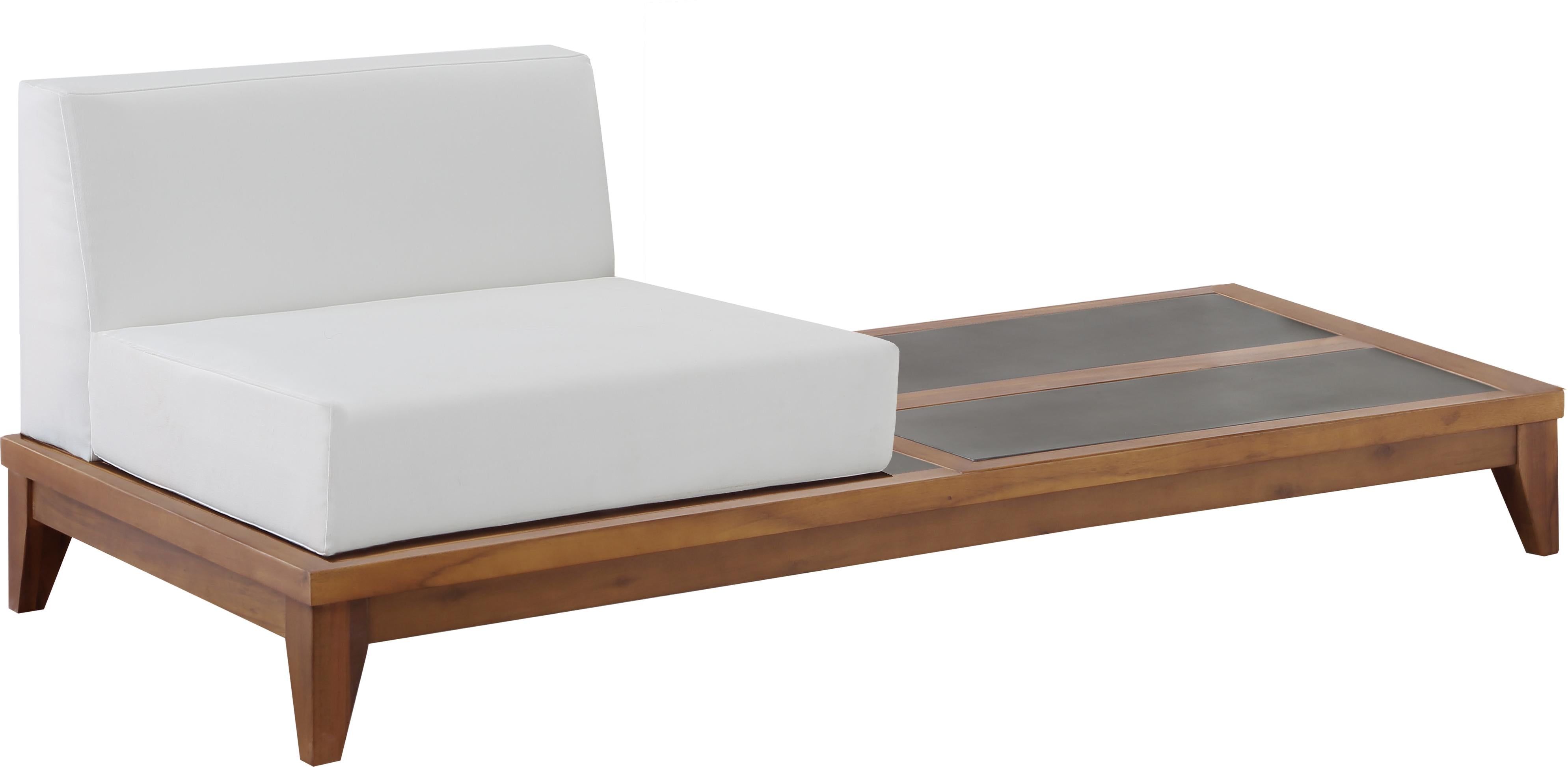 Rio Off White Waterproof Fabric Outdoor Patio Modular Chair w/ Integrated Table