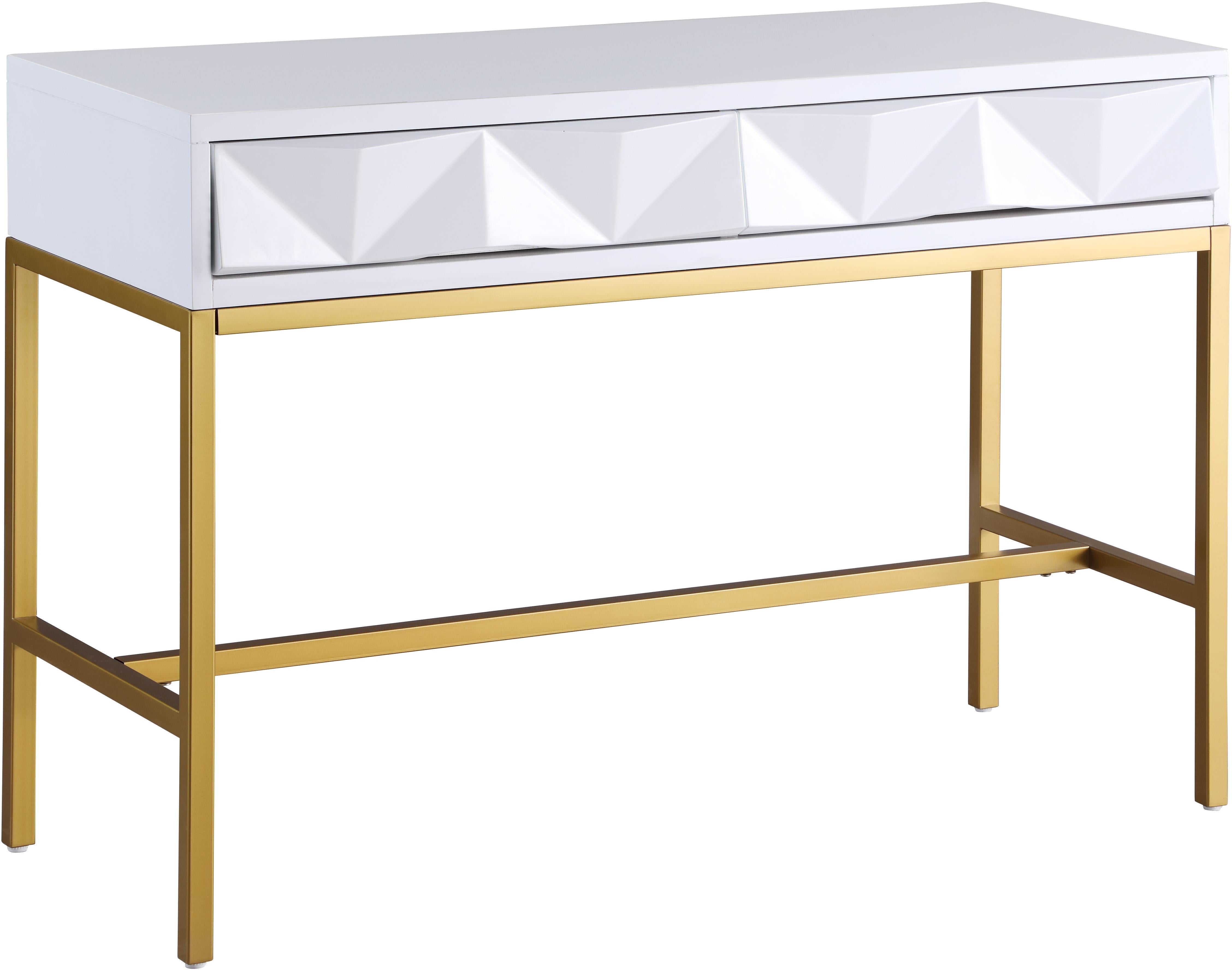 Pandora White Laquer with Gold Console Table