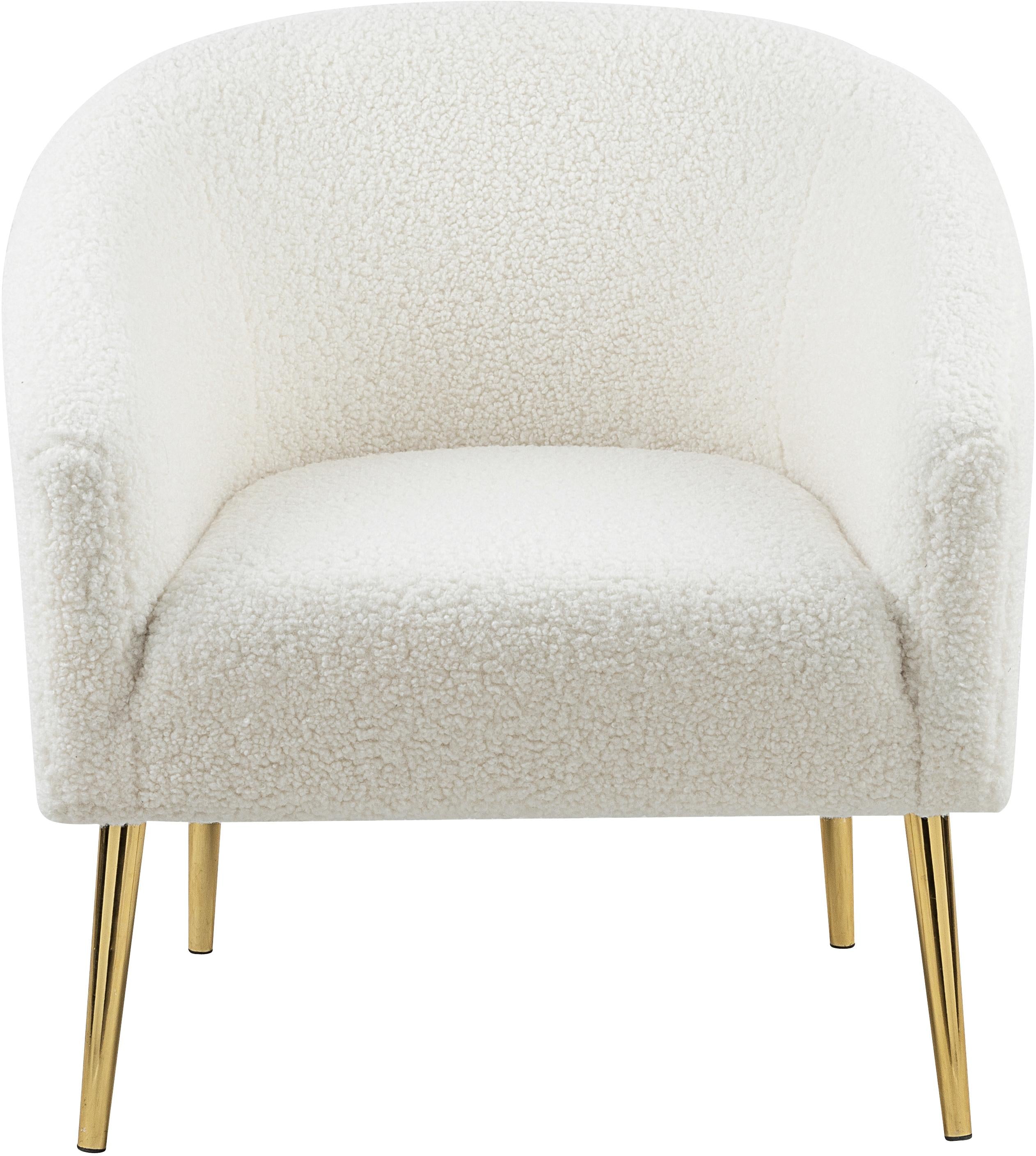 Barlow White Faux Sheepskin Fur Accent Chair