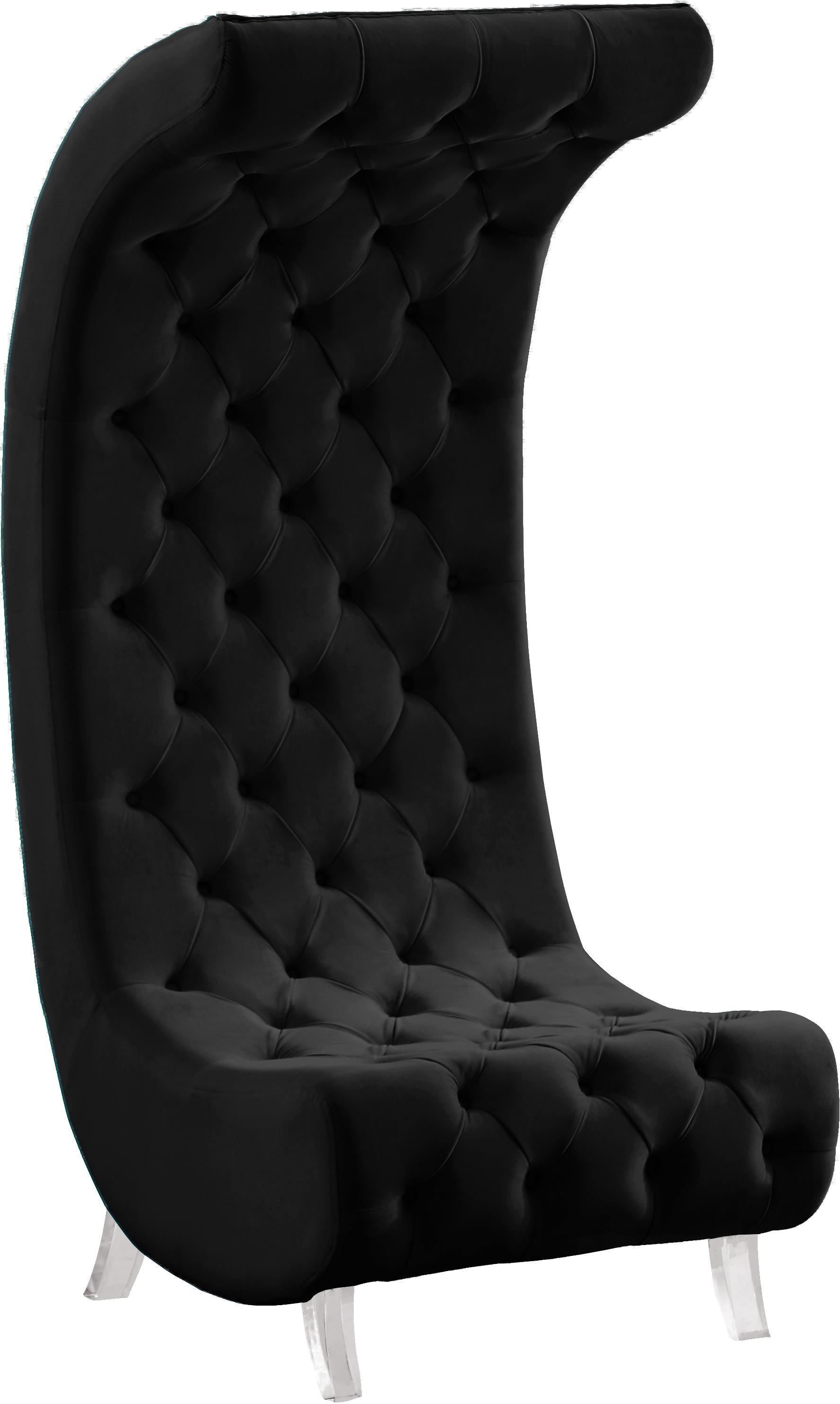 Crescent Black Velvet Accent Chair