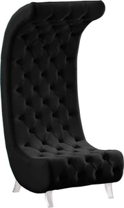 Crescent Black Velvet Accent Chair