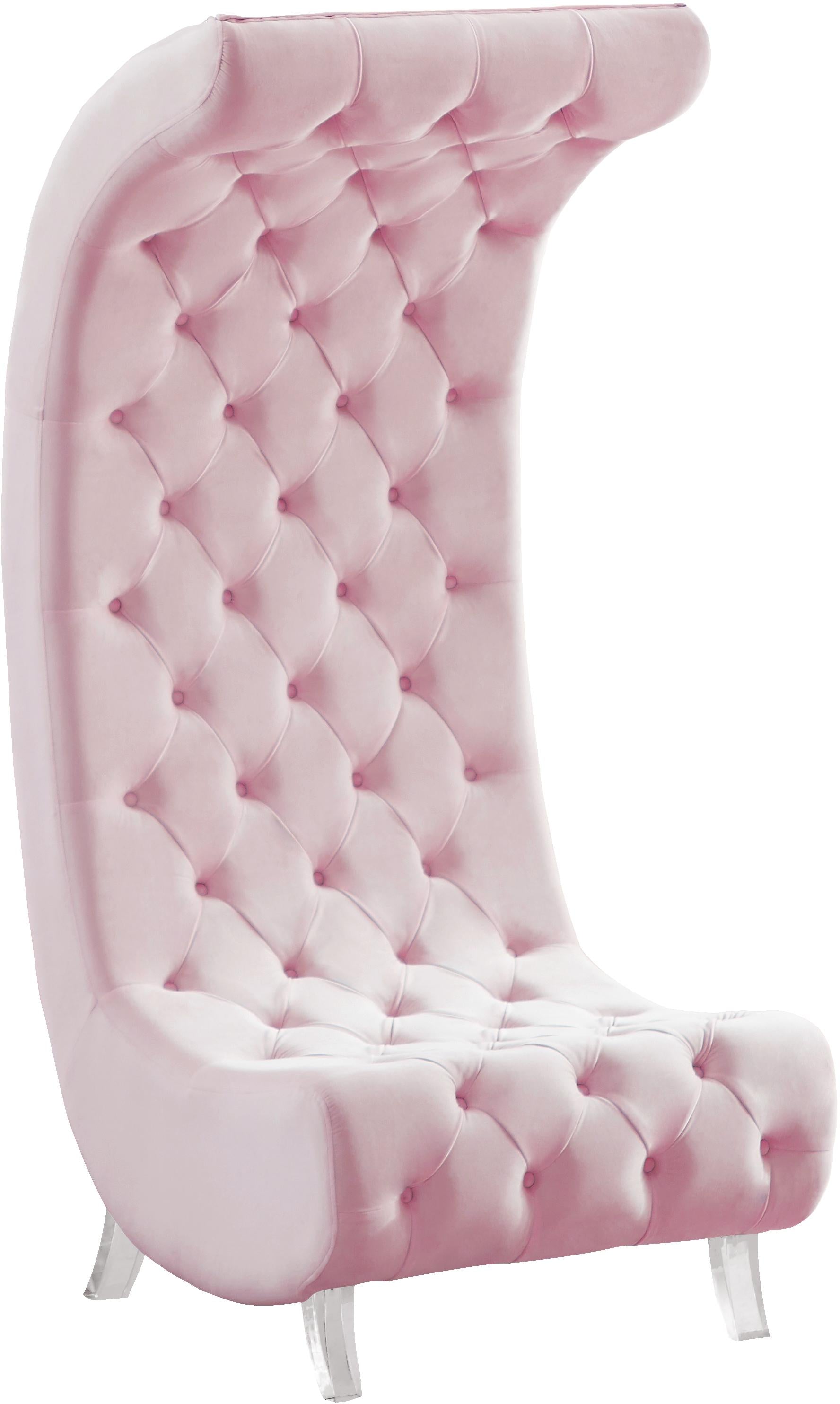 Crescent Pink Velvet Accent Chair