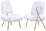 Magnolia White Faux Fur Accent Chair