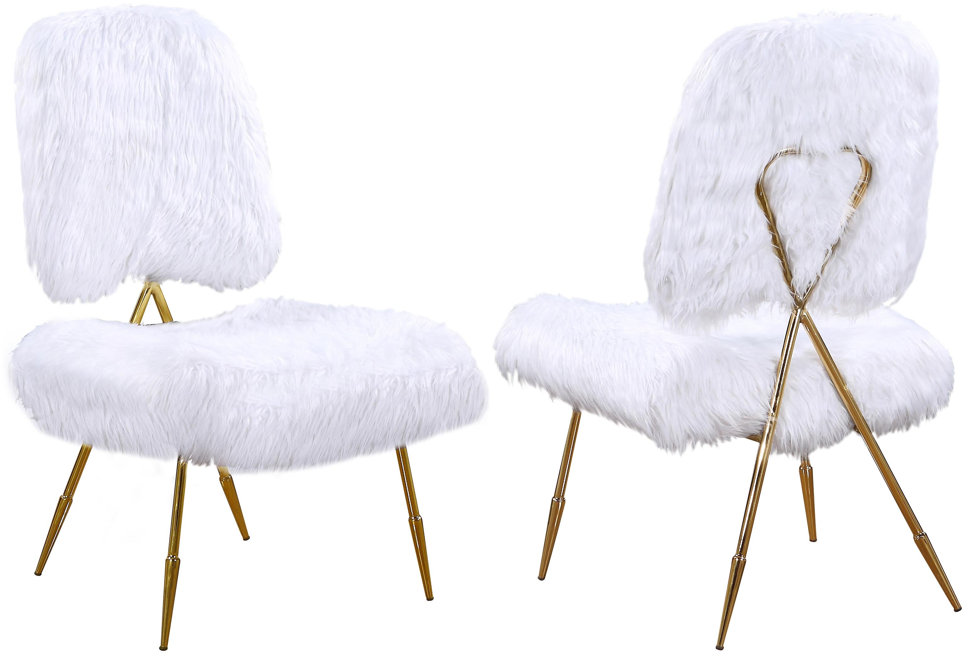Magnolia White Faux Fur Accent Chair