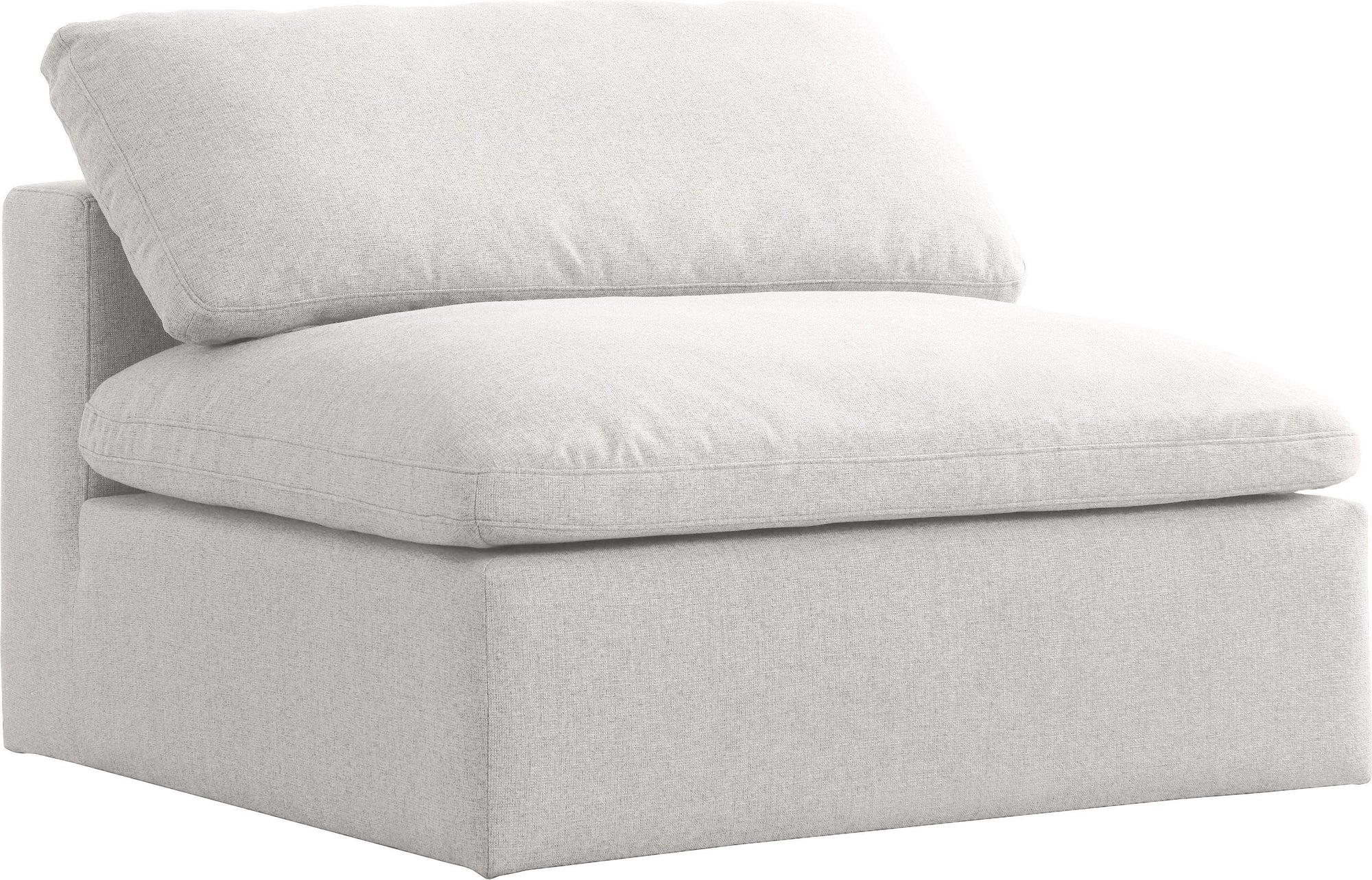 Serene Cream Linen Fabric Deluxe Cloud Armless Chair