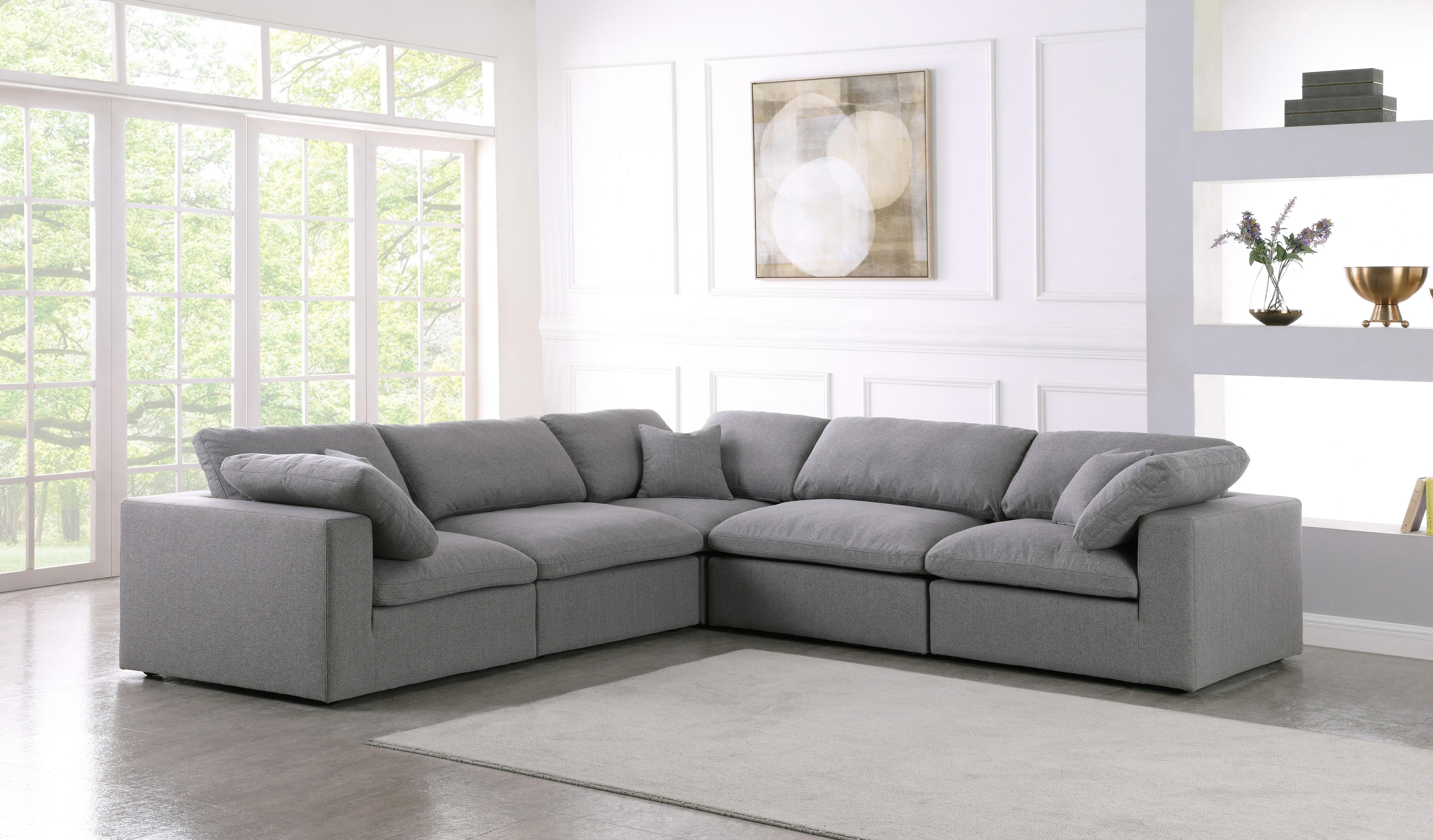 Serene Grey Linen Fabric Deluxe Cloud Modular Sectional