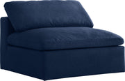 Serene Navy Linen Fabric Deluxe Cloud Armless Chair