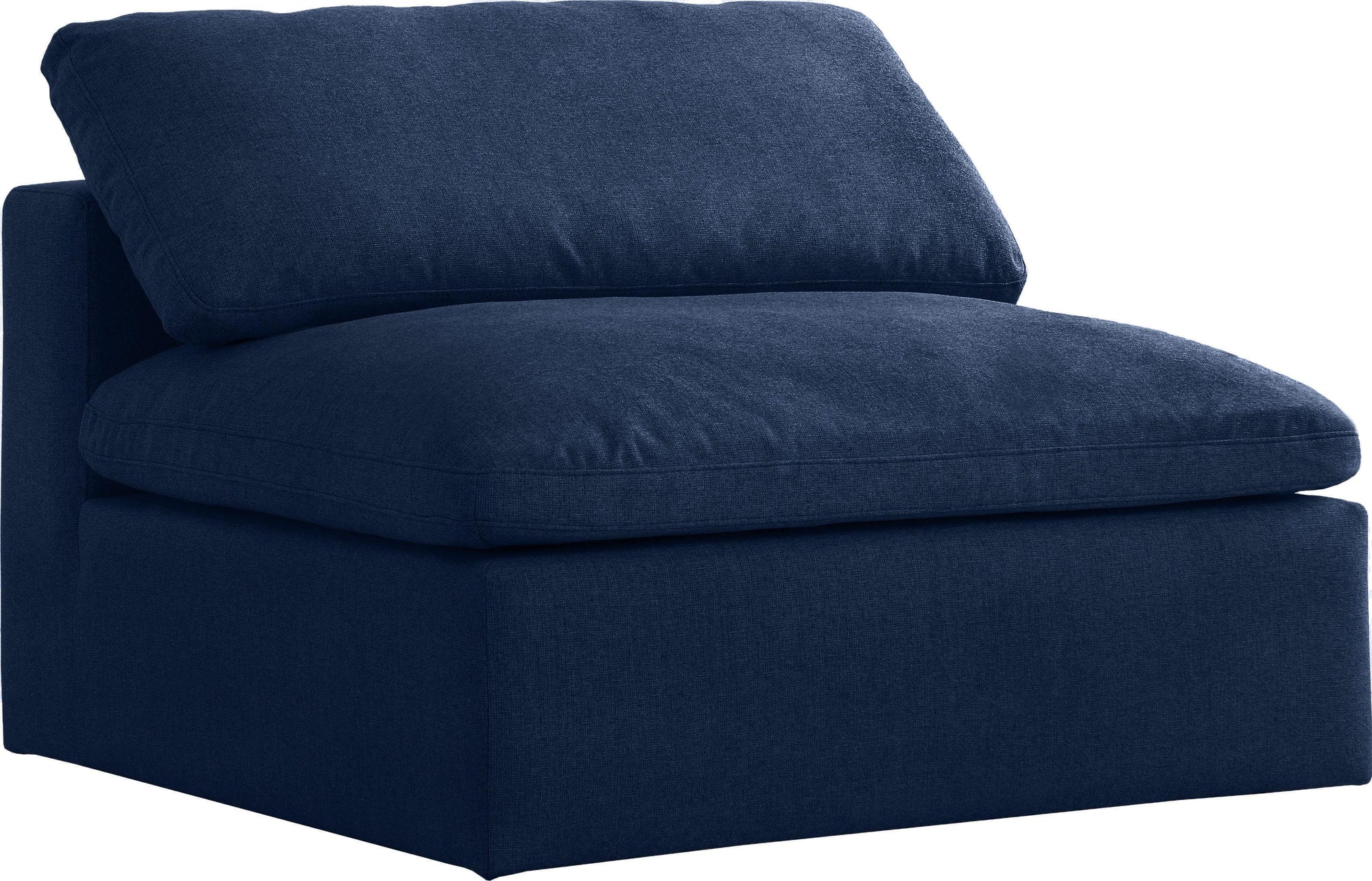 Serene Navy Linen Fabric Deluxe Cloud Armless Chair