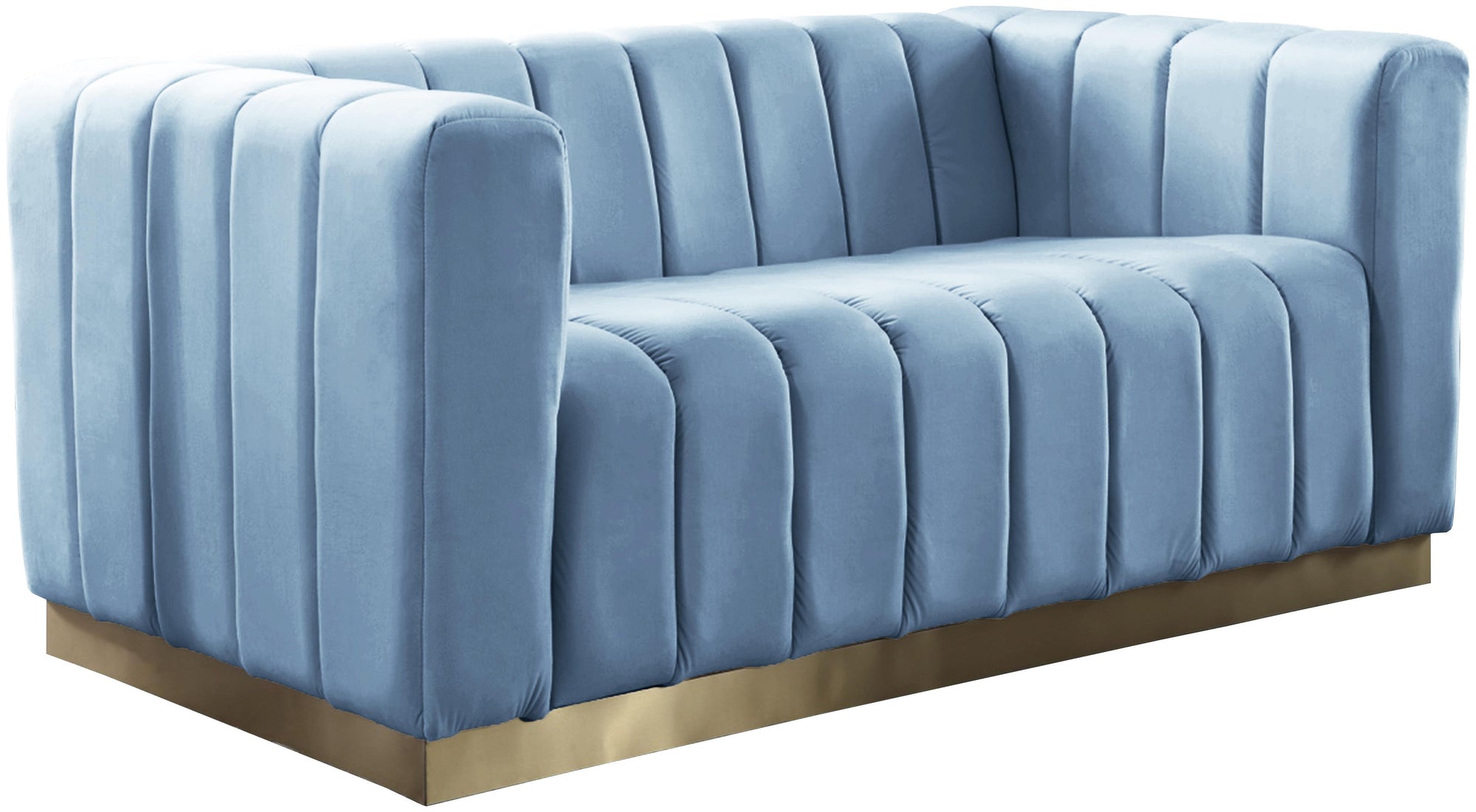 Marlon Sky Blue Velvet Loveseat