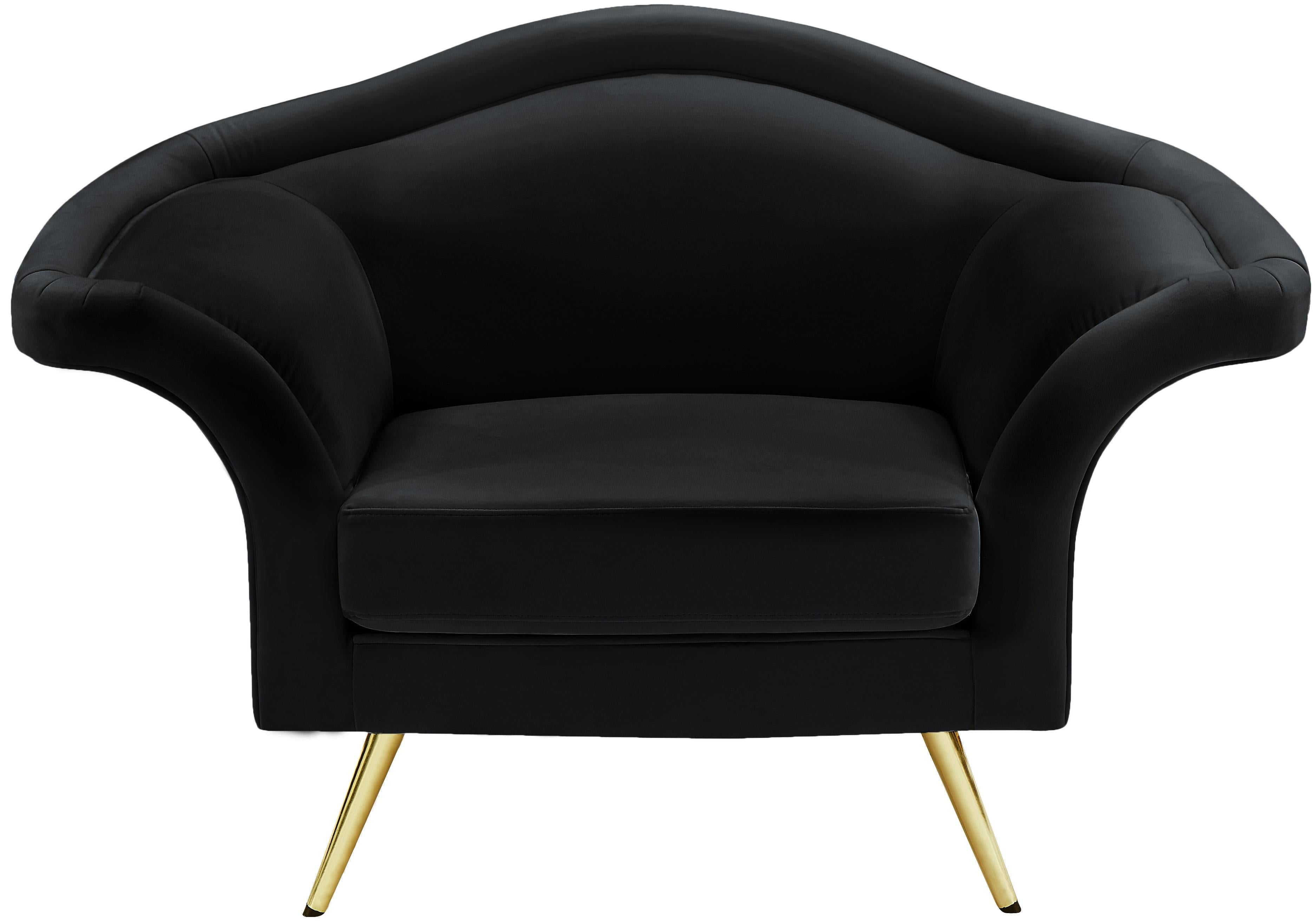 Lips Black Velvet Chair