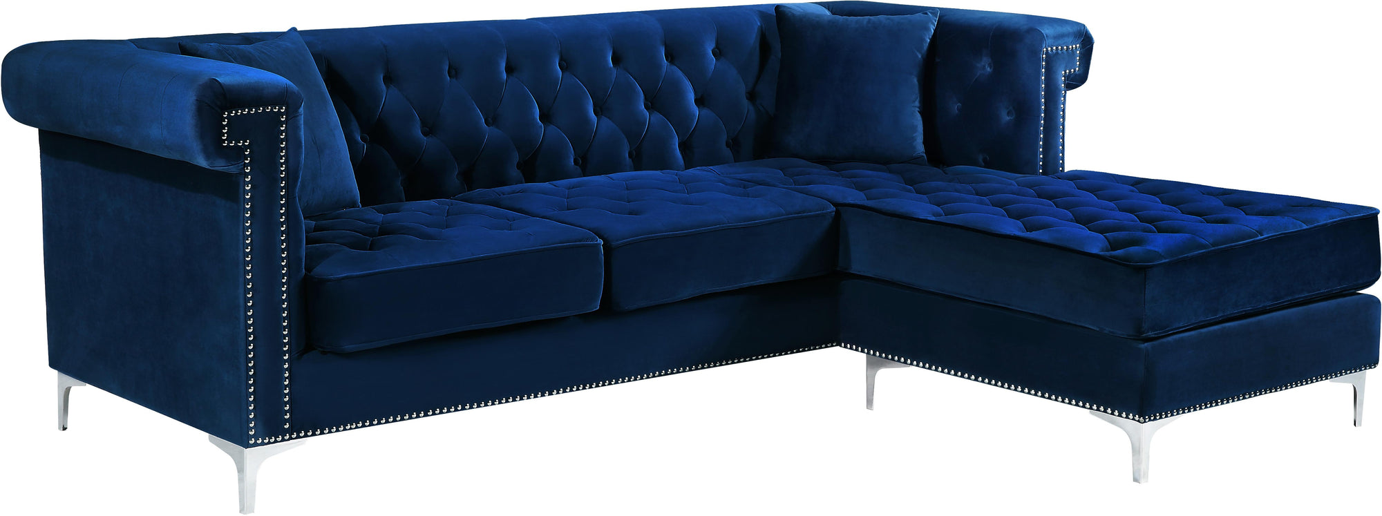 Damian Navy Velvet 2pc. Reversible Sectional