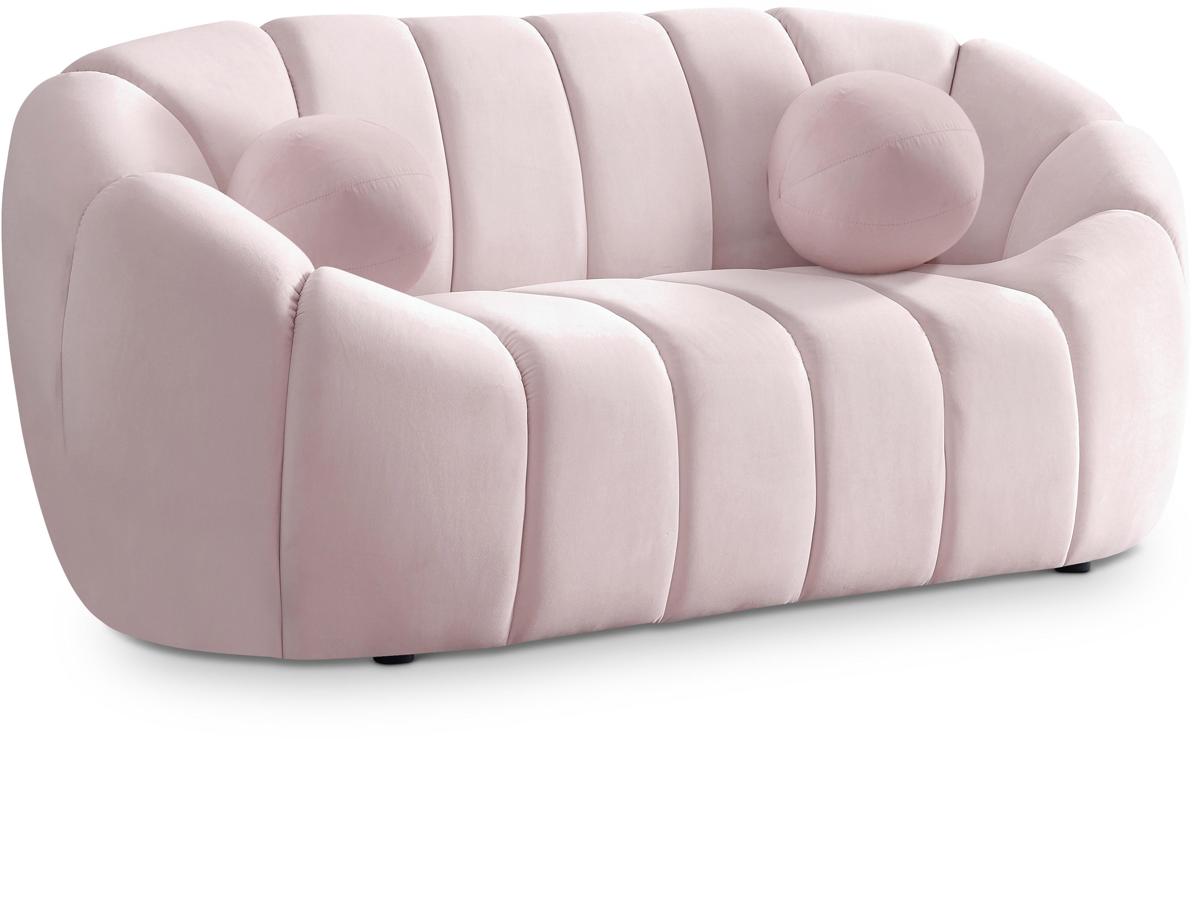 Elijah Pink Velvet Loveseat