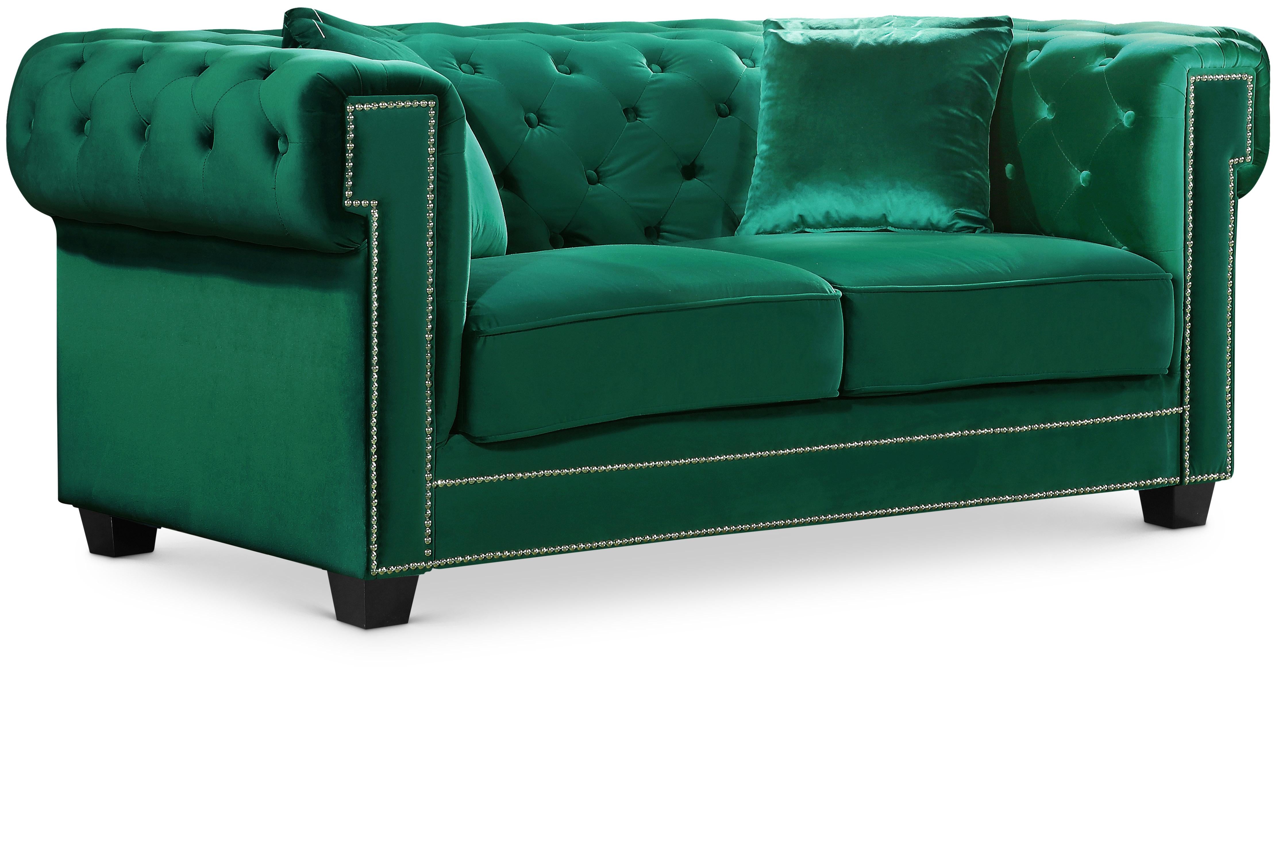 Bowery Green Velvet Loveseat