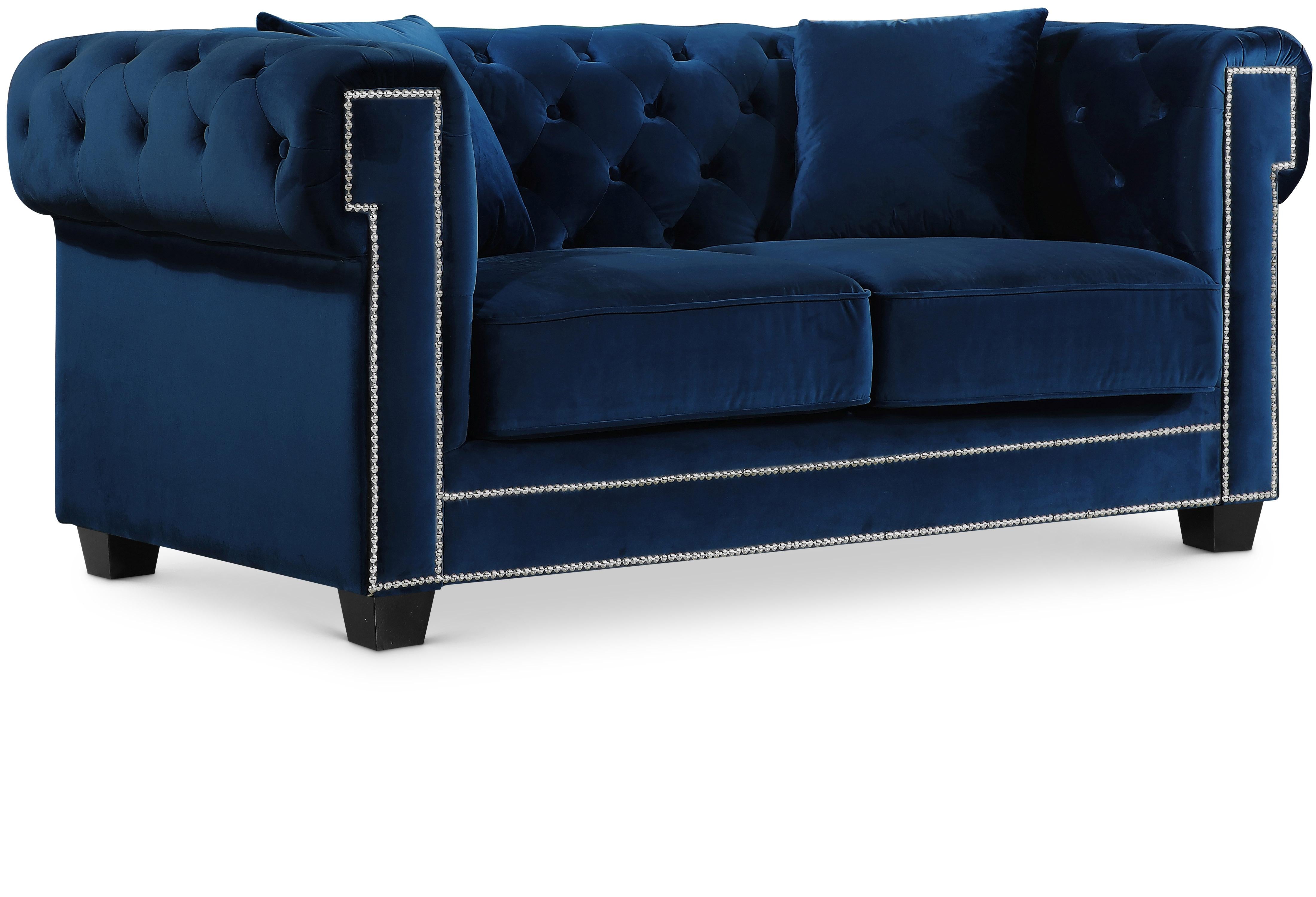 Bowery Navy Velvet Loveseat