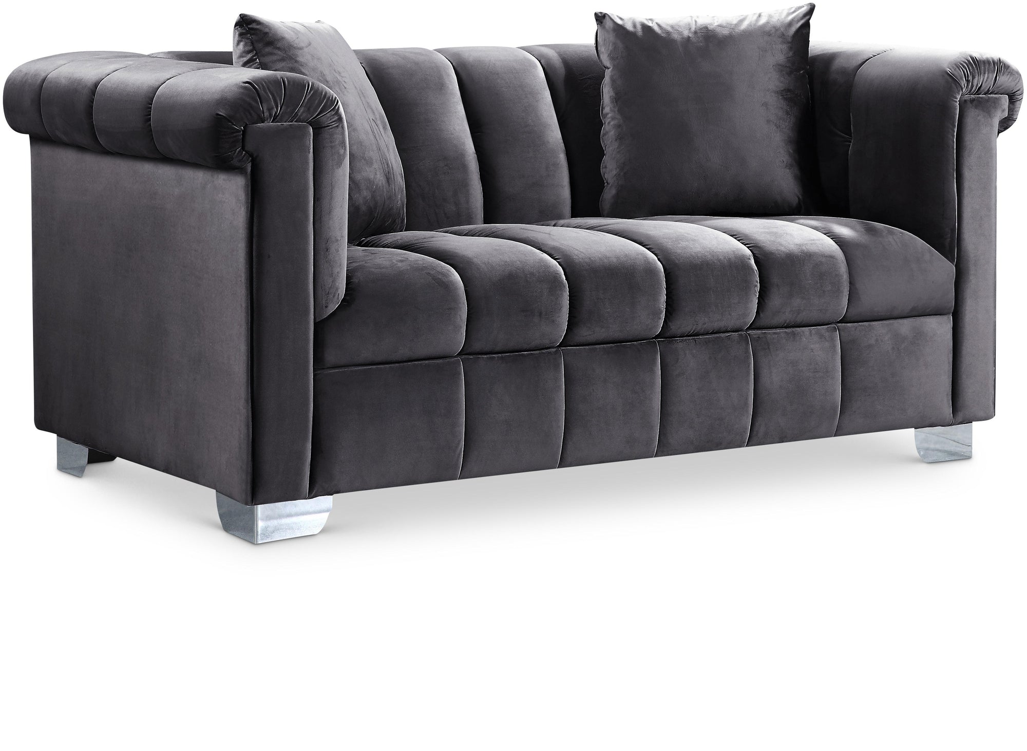 Kayla Grey Velvet Loveseat