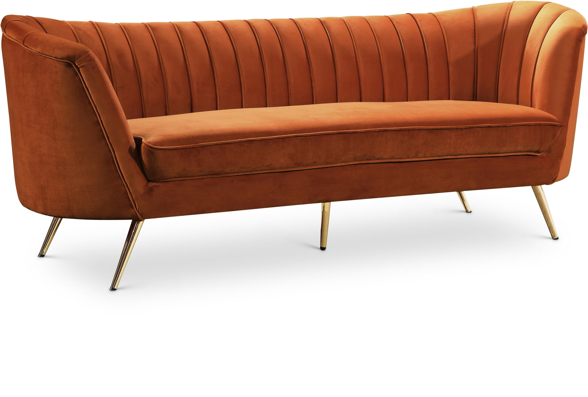 Margo Cognac Velvet Sofa