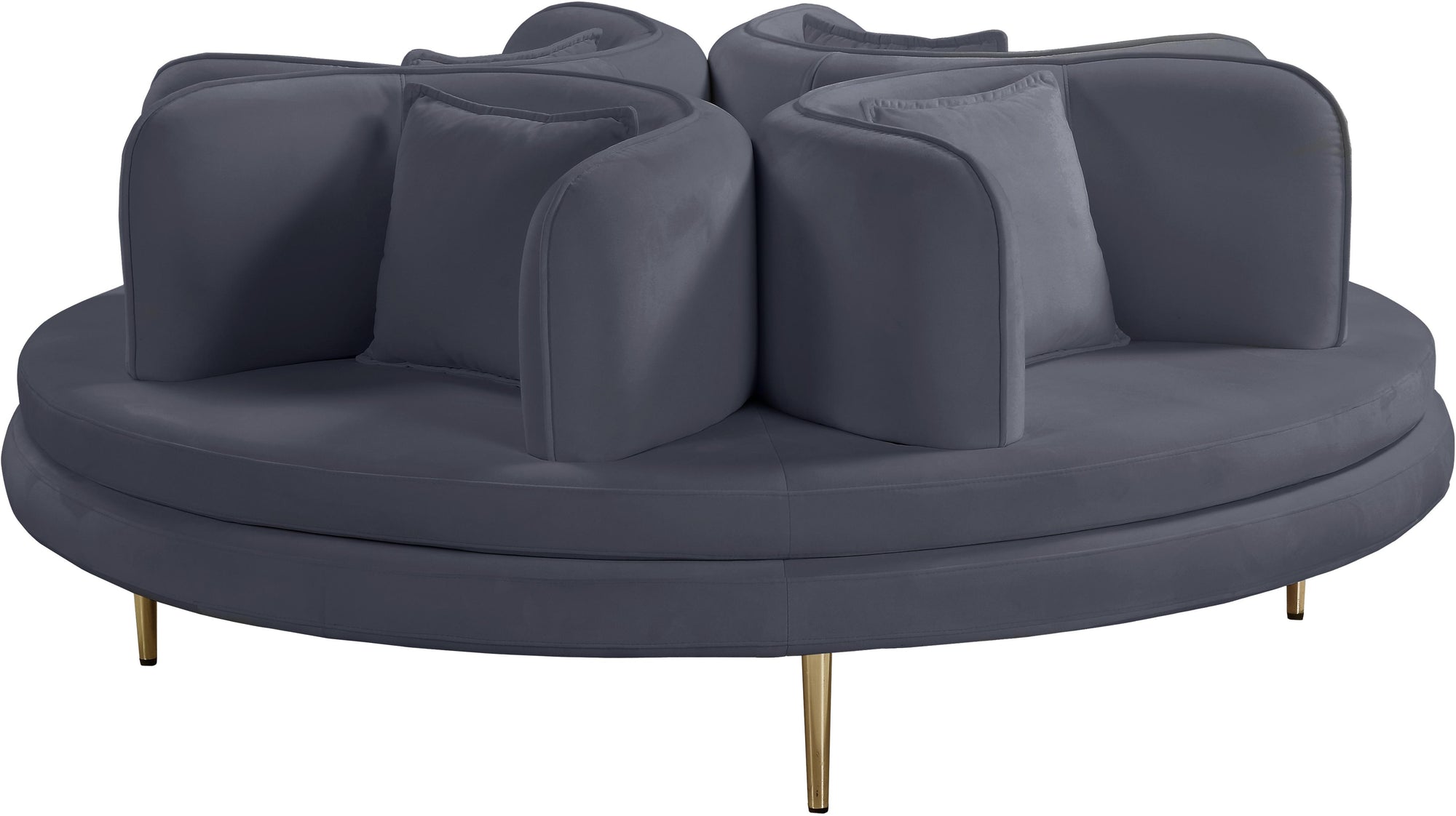 Circlet Grey Velvet Round Sofa Settee