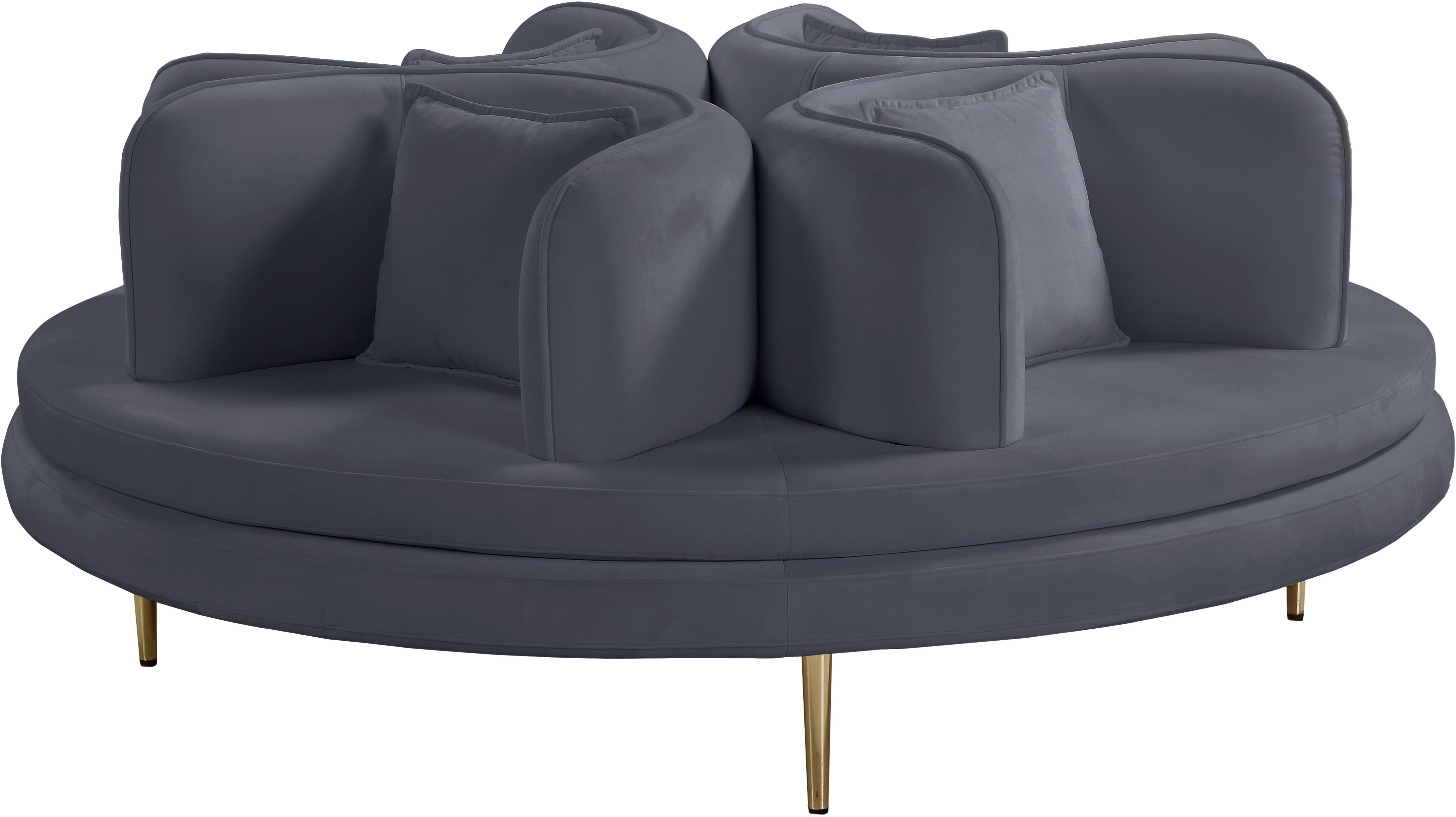 Circlet Grey Velvet Round Sofa Settee