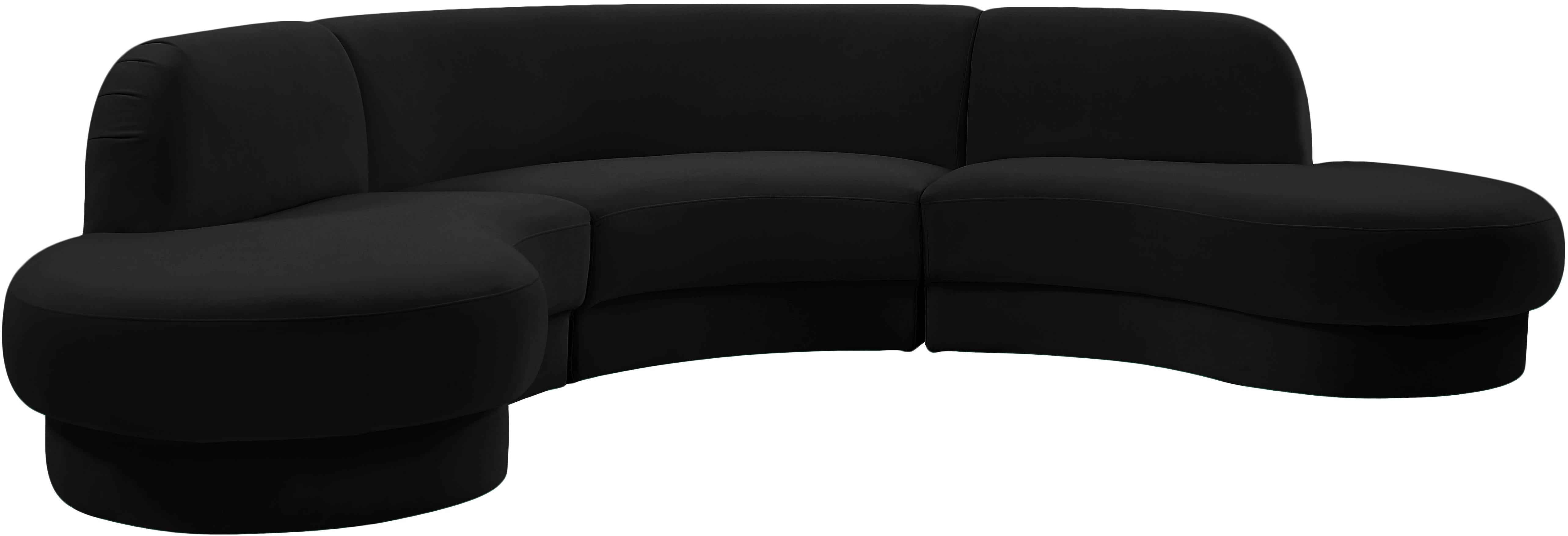 Rosa Black Velvet 3pc. Sectional (3 Boxes)