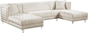 Moda Cream Velvet 3pc. Sectional