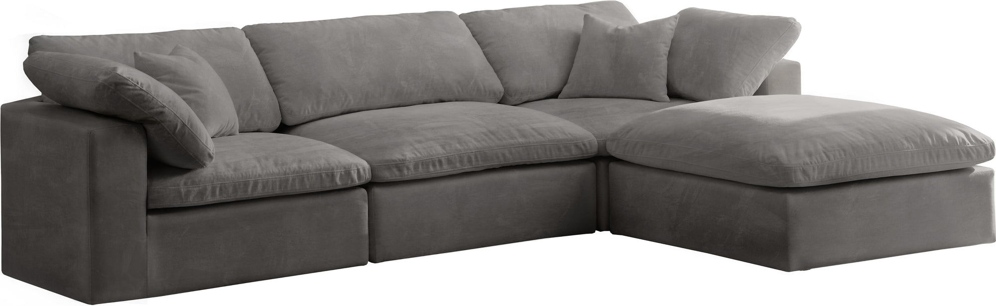 Cozy Grey Velvet Cloud Modular Sectional