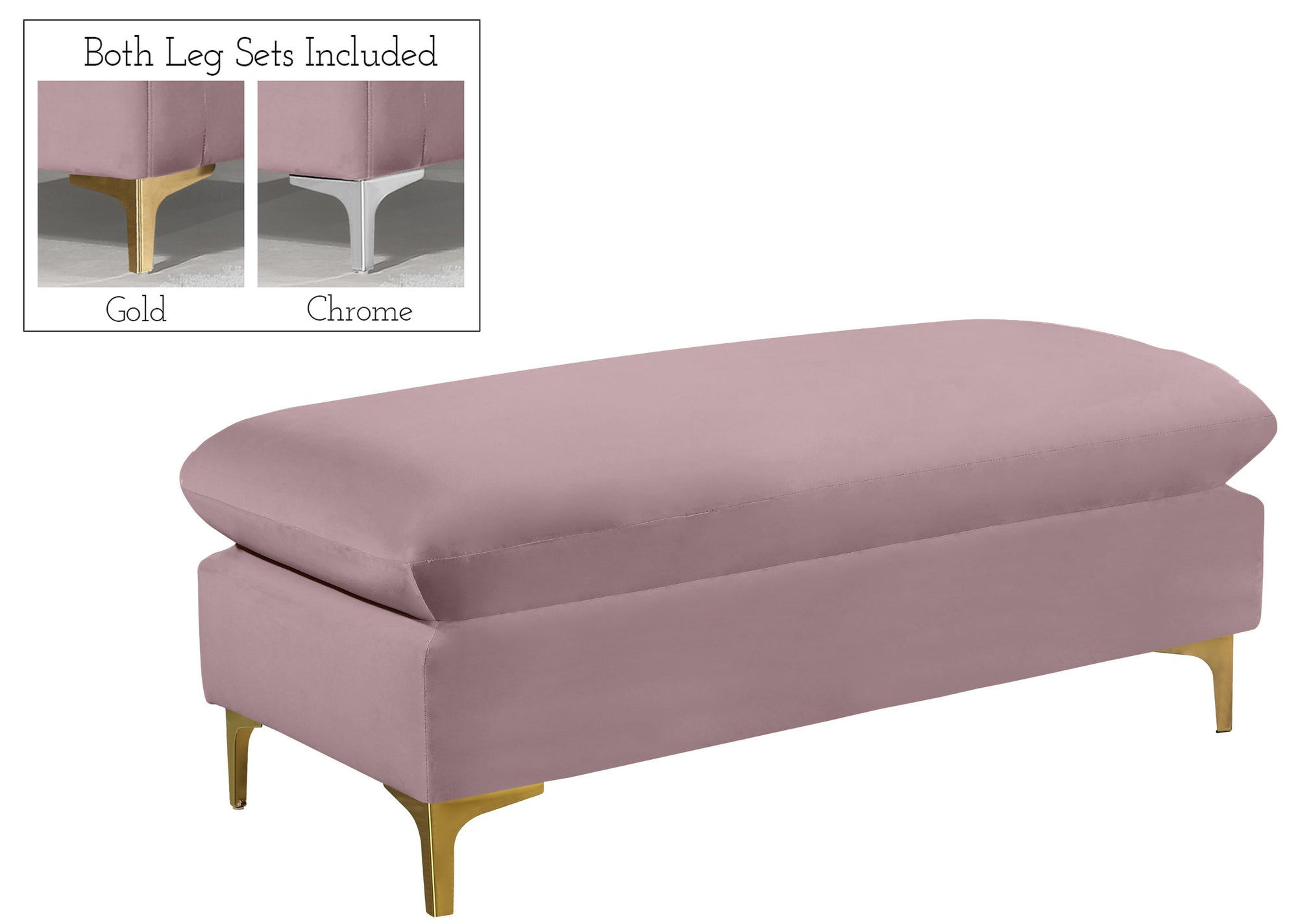 Naomi Pink Velvet Ottoman