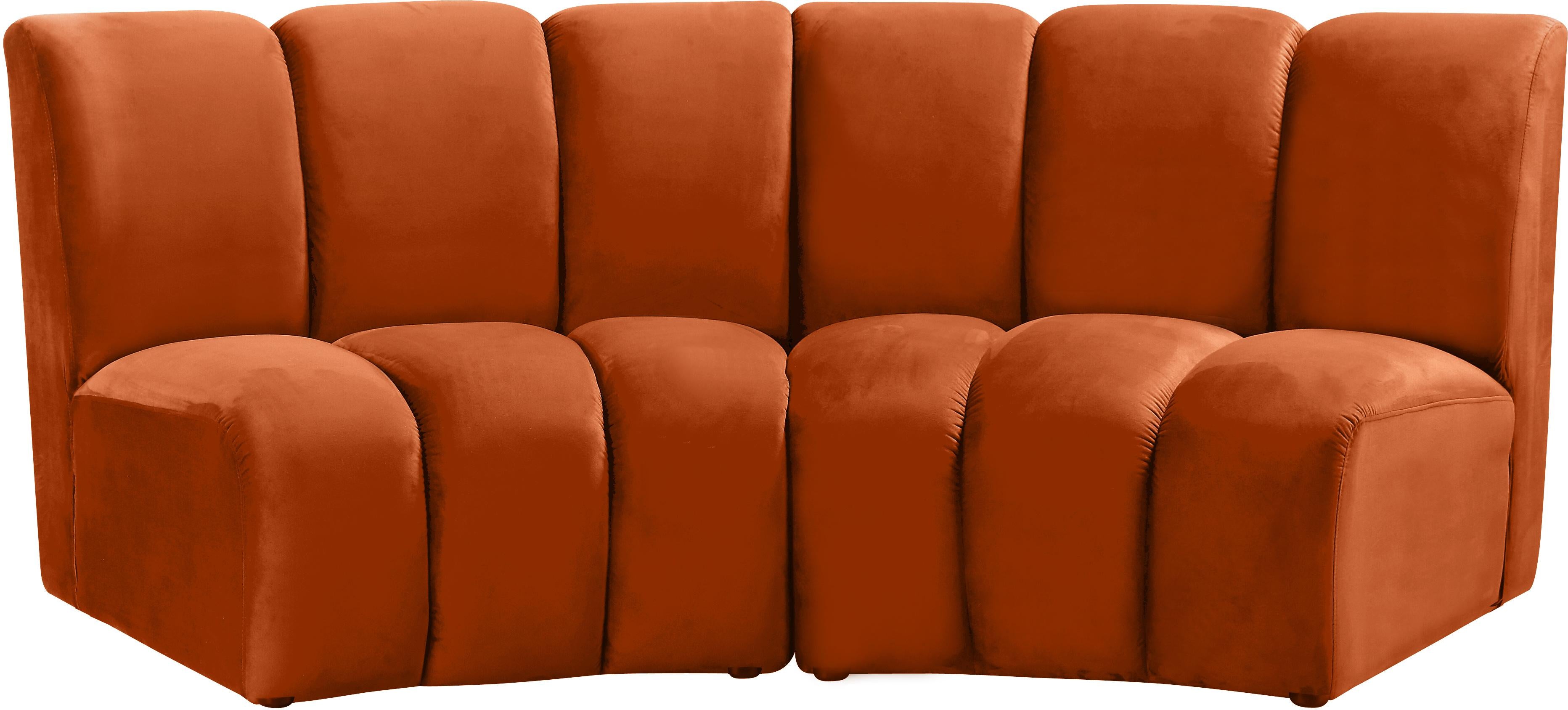 Infinity Cognac Velvet 2pc. Modular Sectional