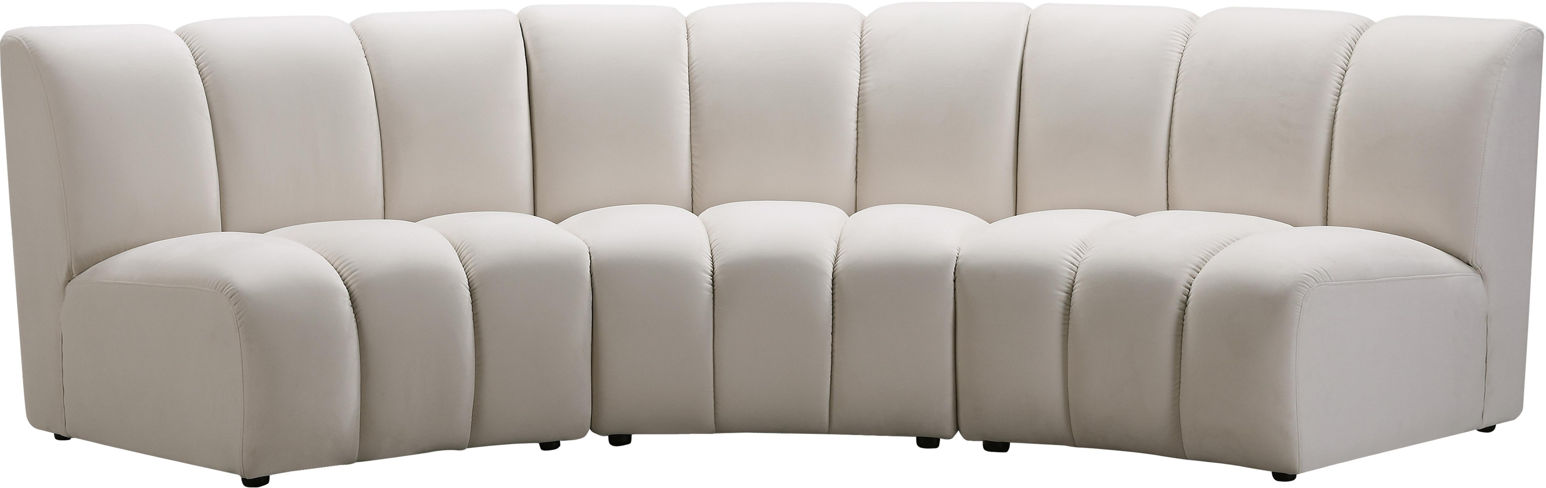 Infinity Cream Velvet 3pc. Modular Sectional