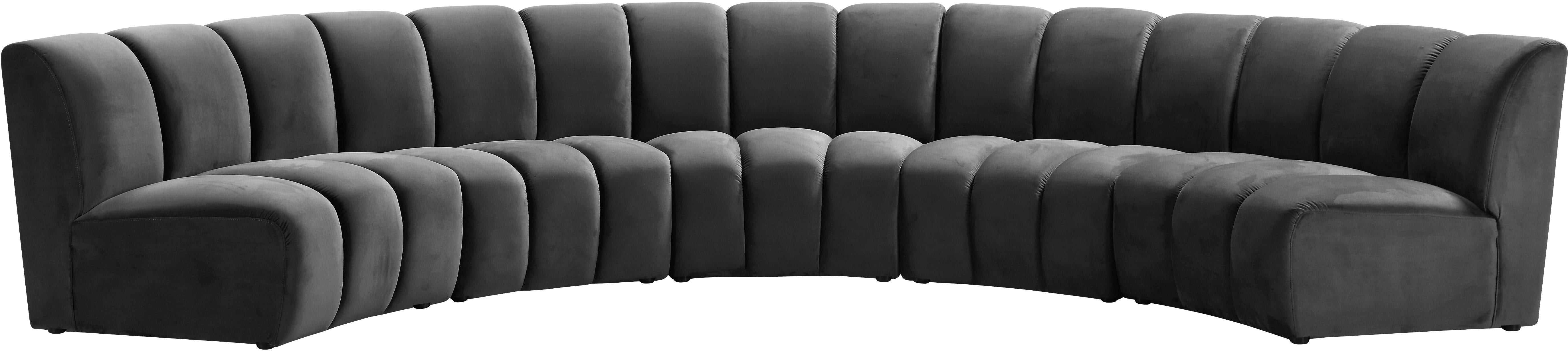 Infinity Grey Velvet 5pc. Modular Sectional