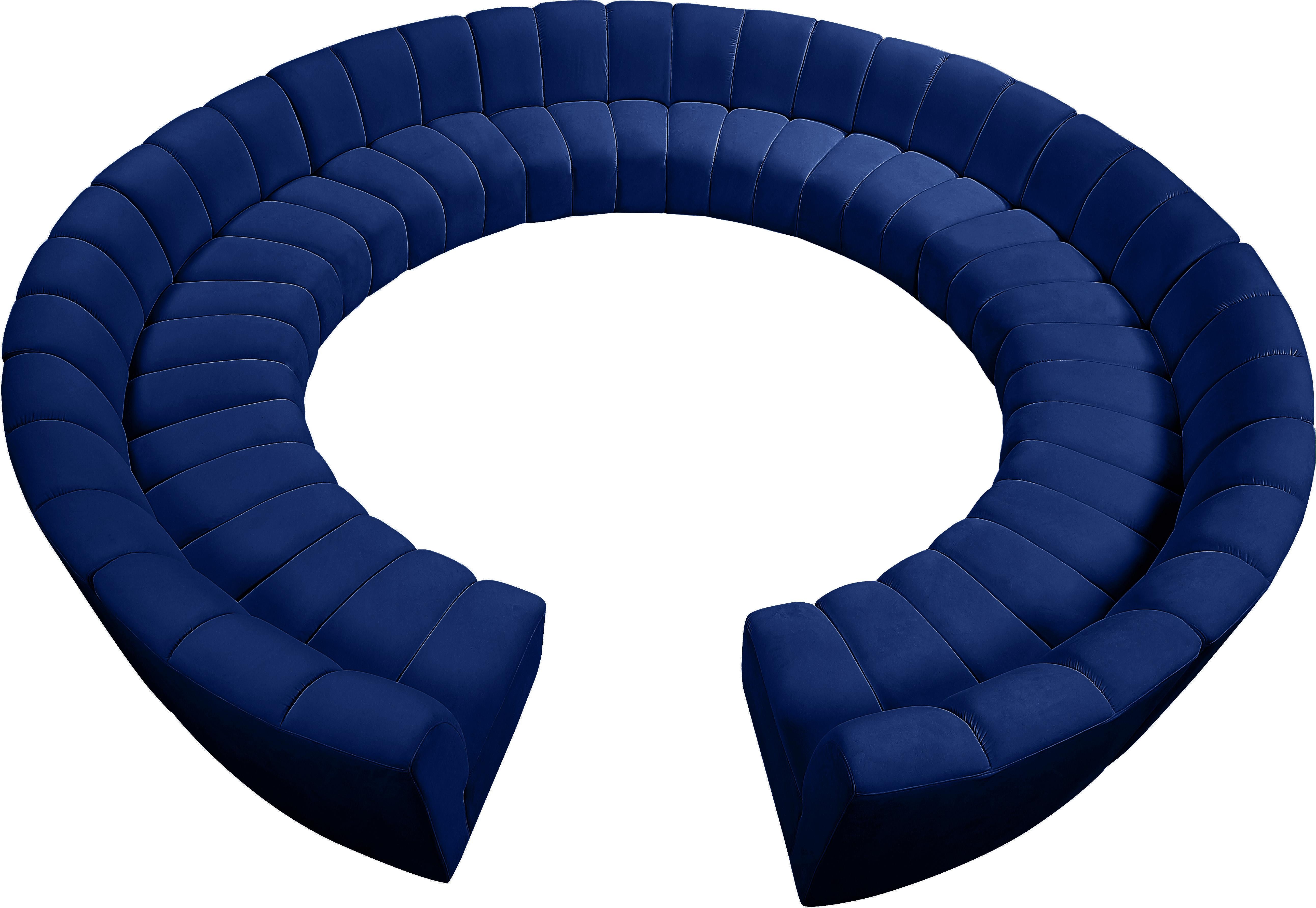 Infinity Navy Velvet 12pc. Modular Sectional