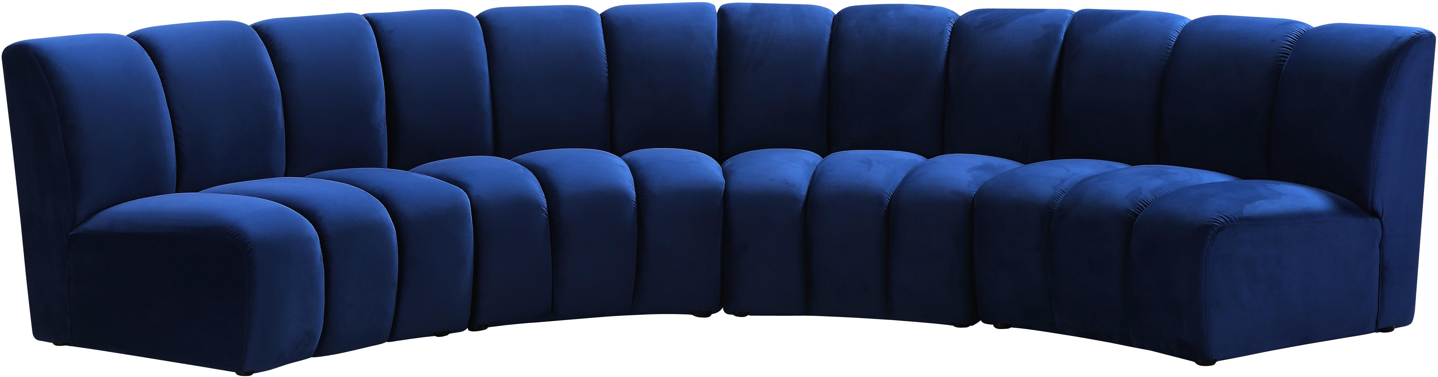 Infinity Navy Velvet 4pc. Modular Sectional