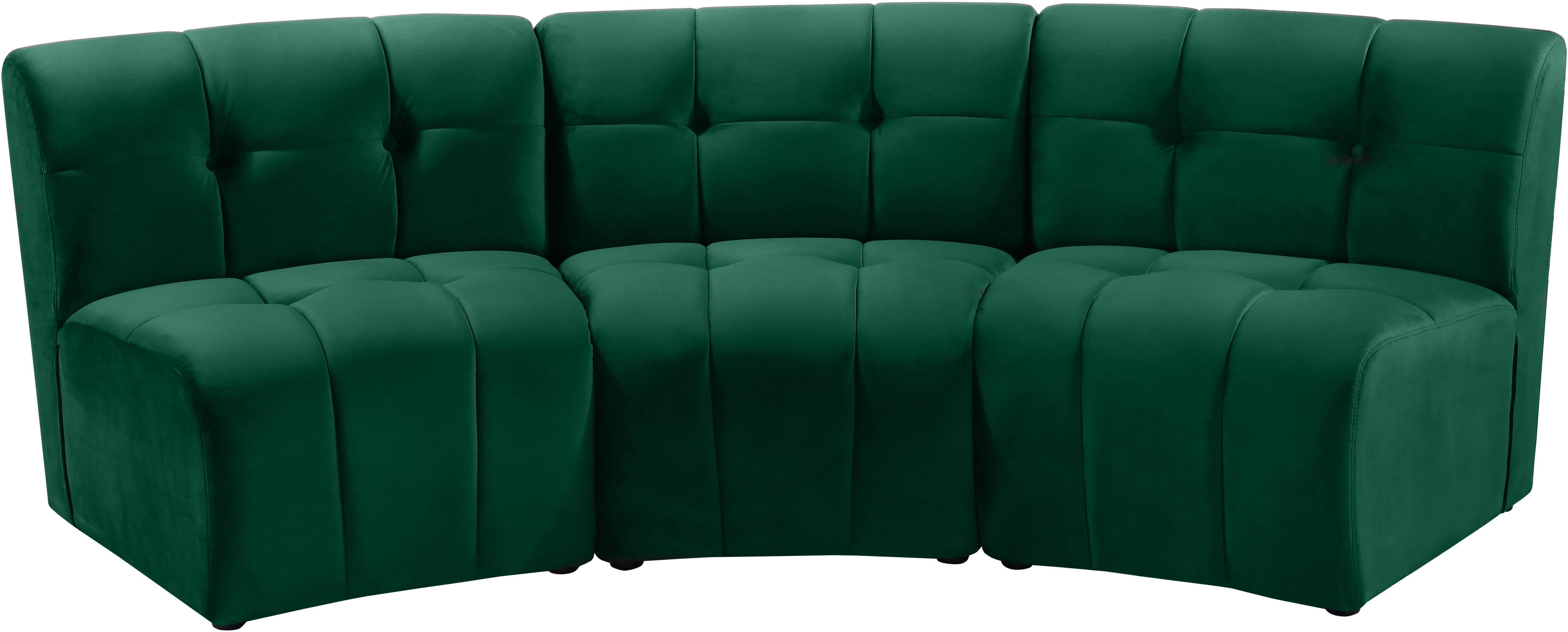 Limitless Green Velvet 3pc. Modular Sectional