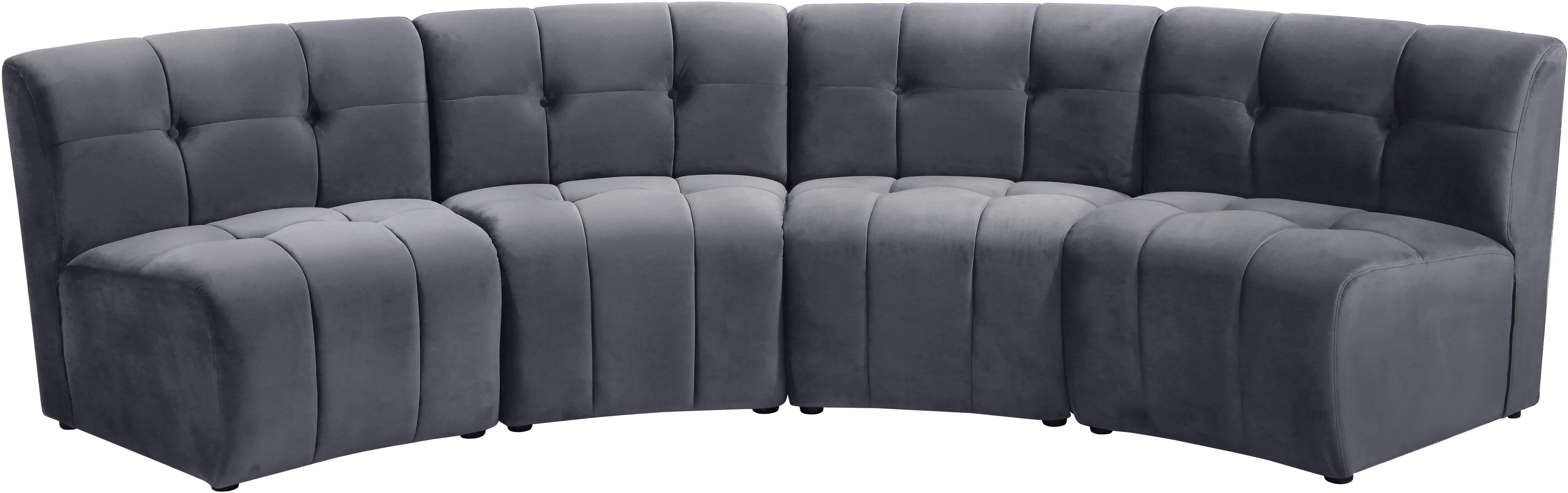 Limitless Grey Velvet 4pc. Modular Sectional