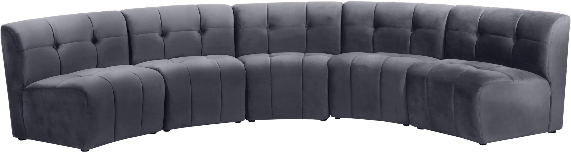 Limitless Grey Velvet 5pc. Modular Sectional