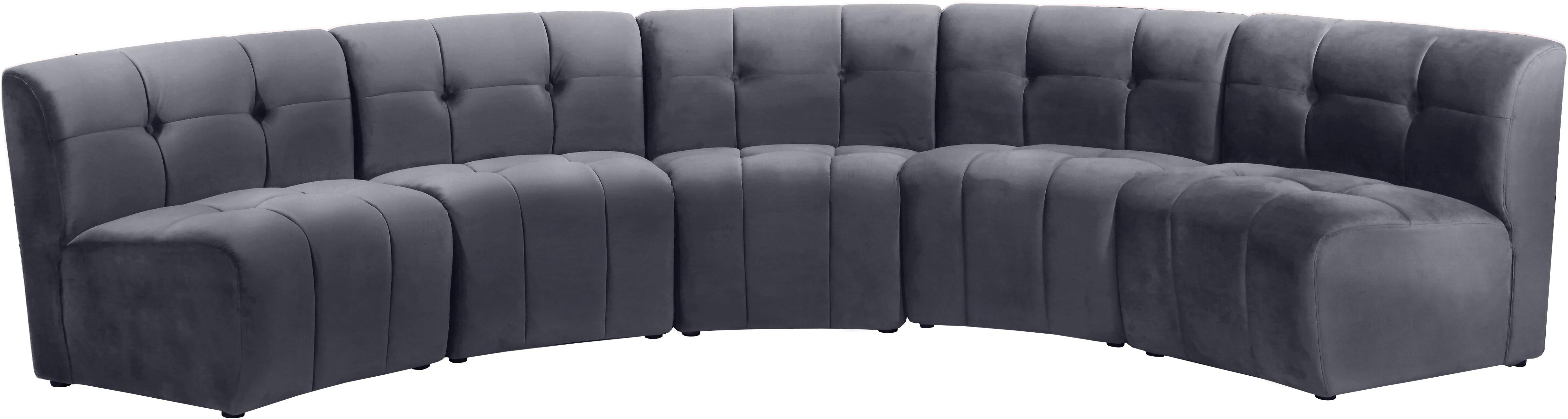 Limitless Grey Velvet 5pc. Modular Sectional