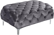 Mercer Grey Velvet Ottoman