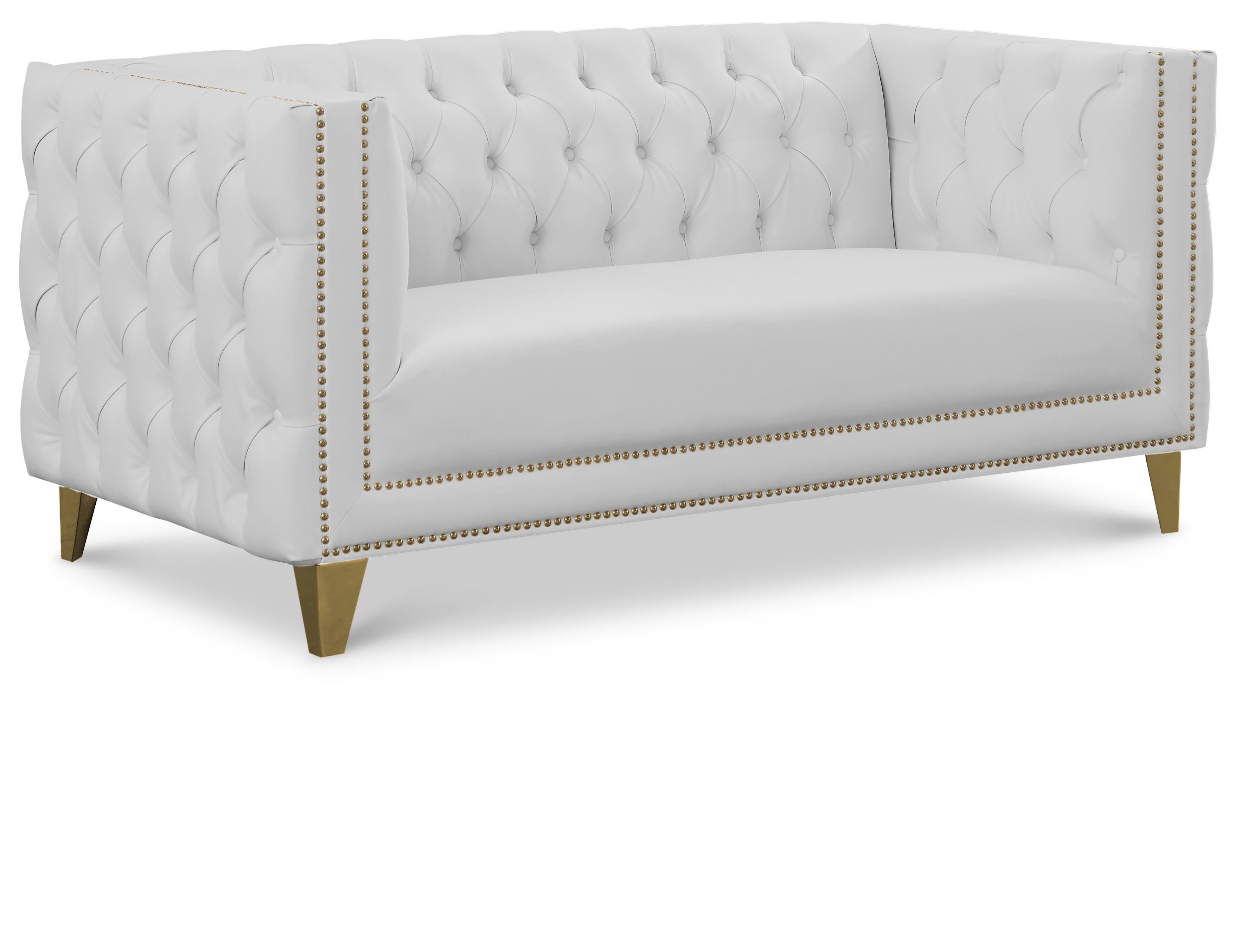 Michelle White Faux Leather Loveseat