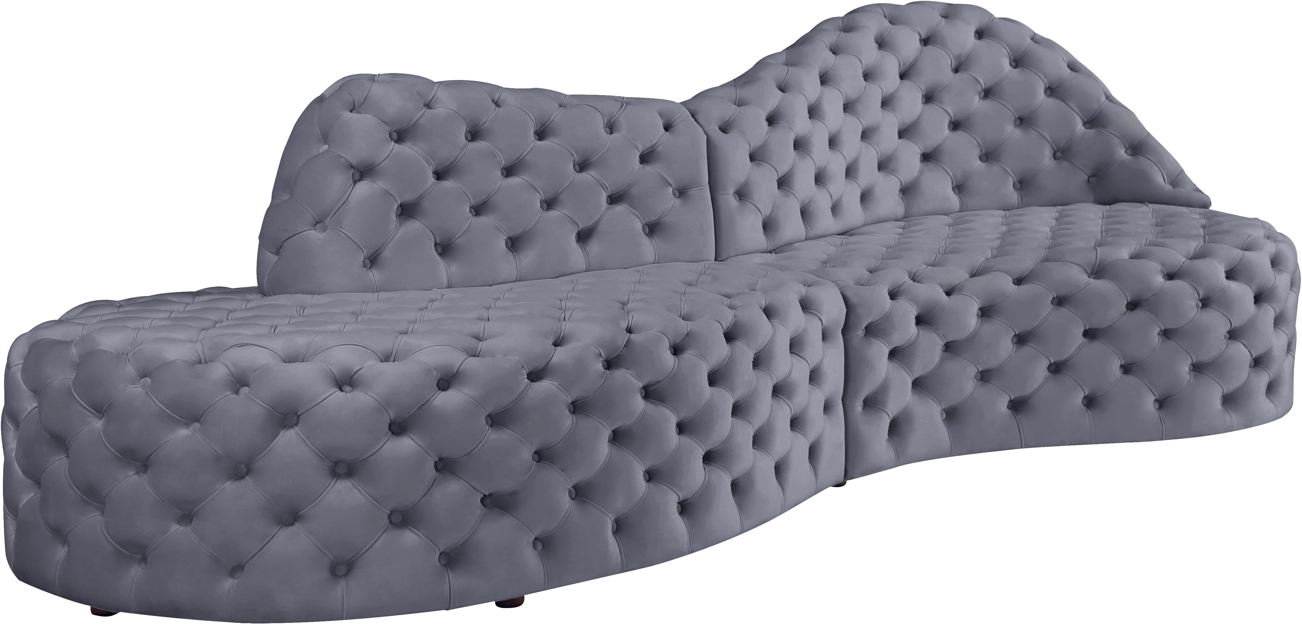 Royal Grey Velvet 2pc. Sectional