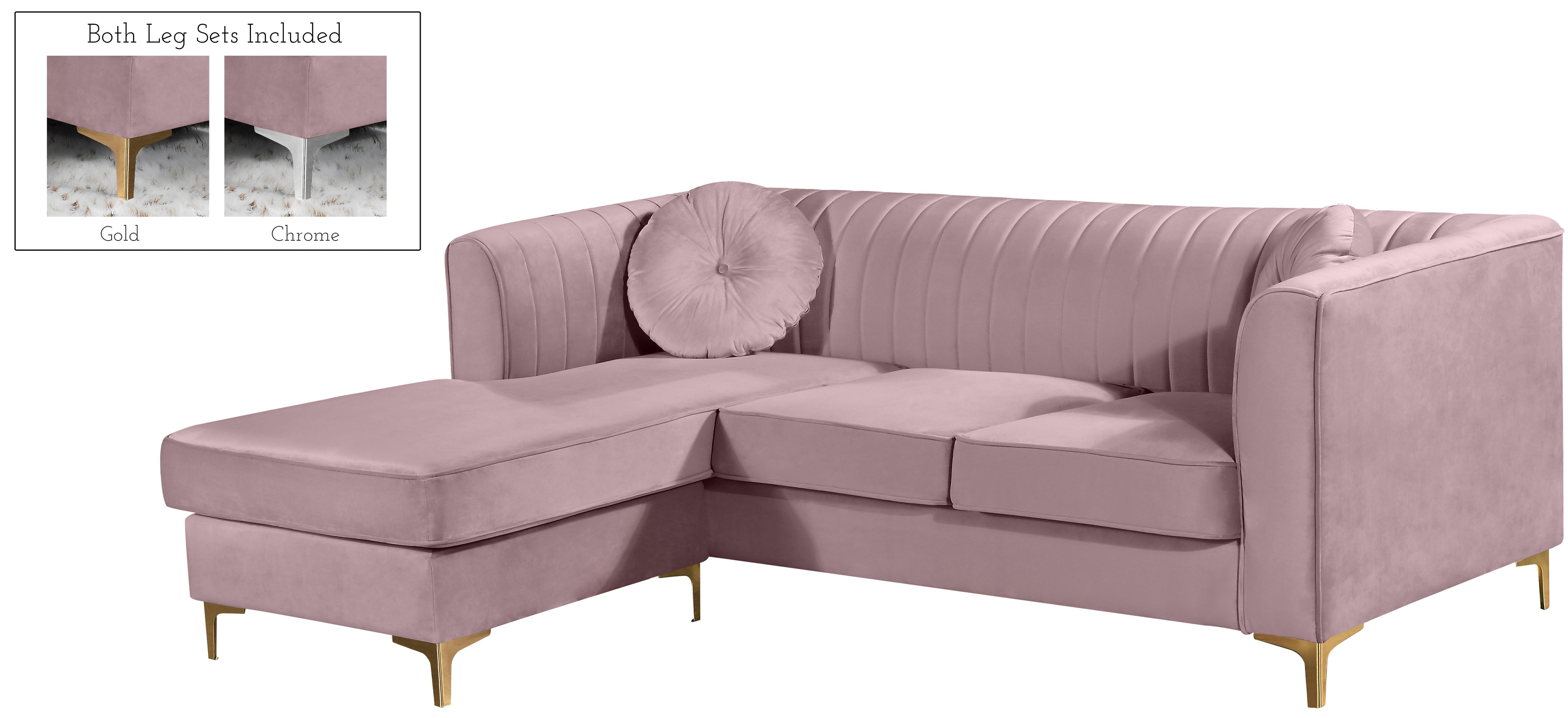 Eliana Pink Velvet 2pc. Reversible Sectional