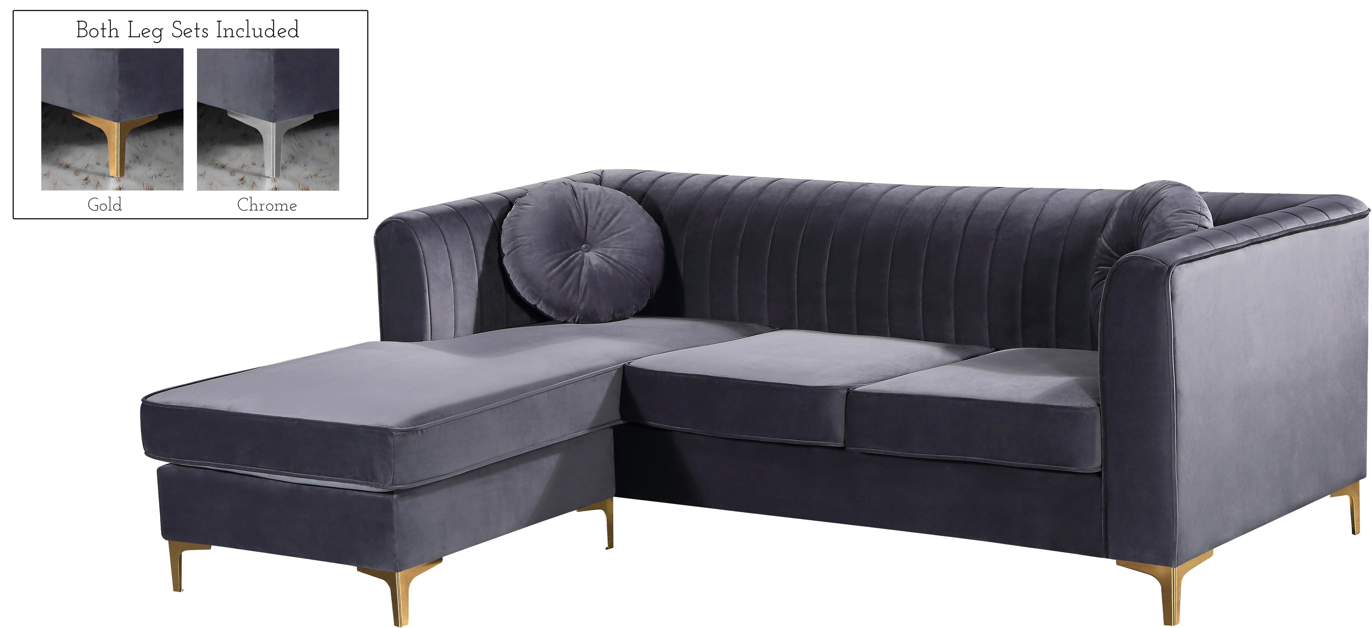Eliana Grey Velvet 2pc. Reversible Sectional