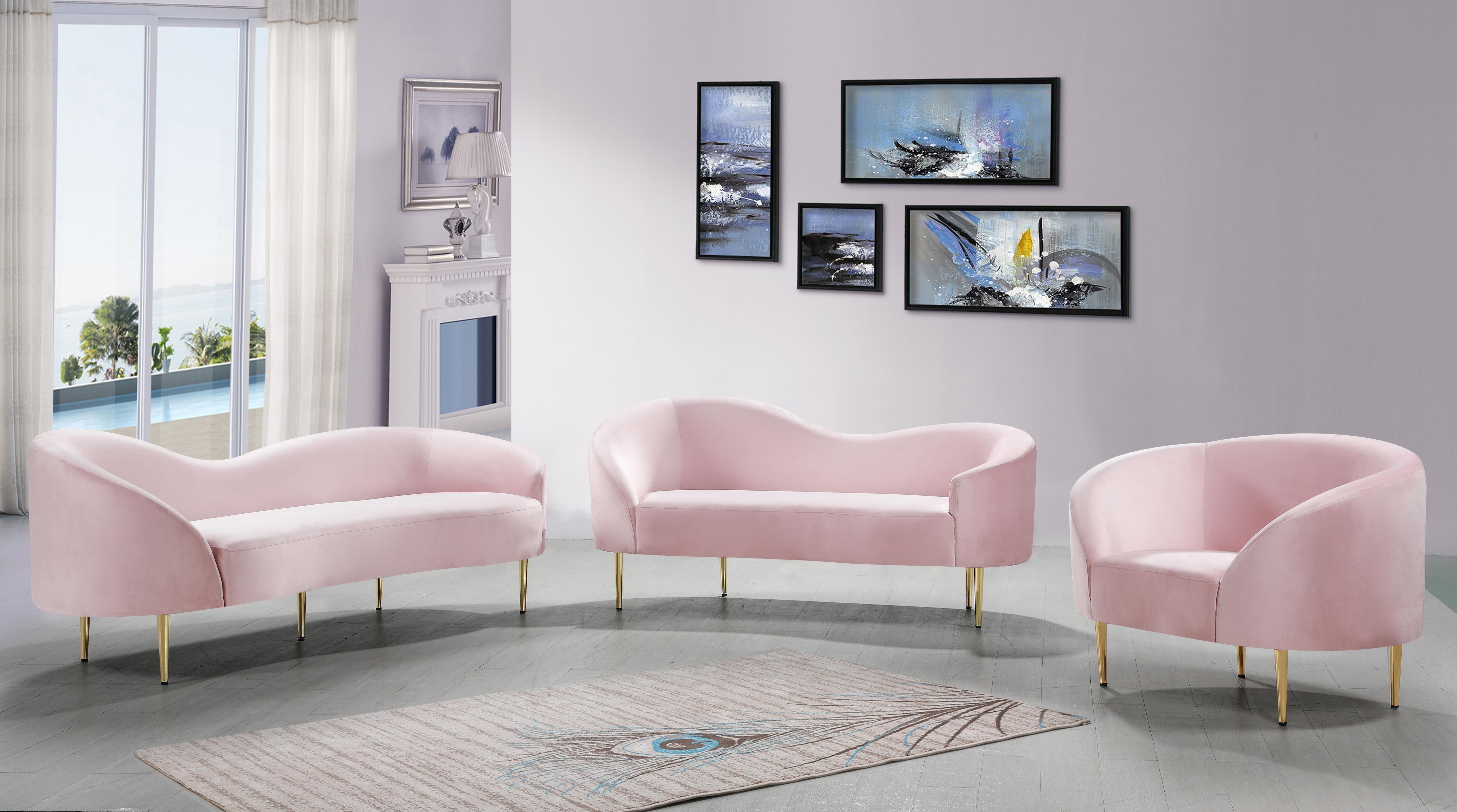 Ritz Pink Velvet Loveseat