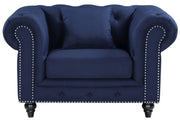 Chesterfield Navy Linen Chair