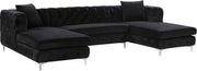 Gail Black Velvet 3pc. Sectional